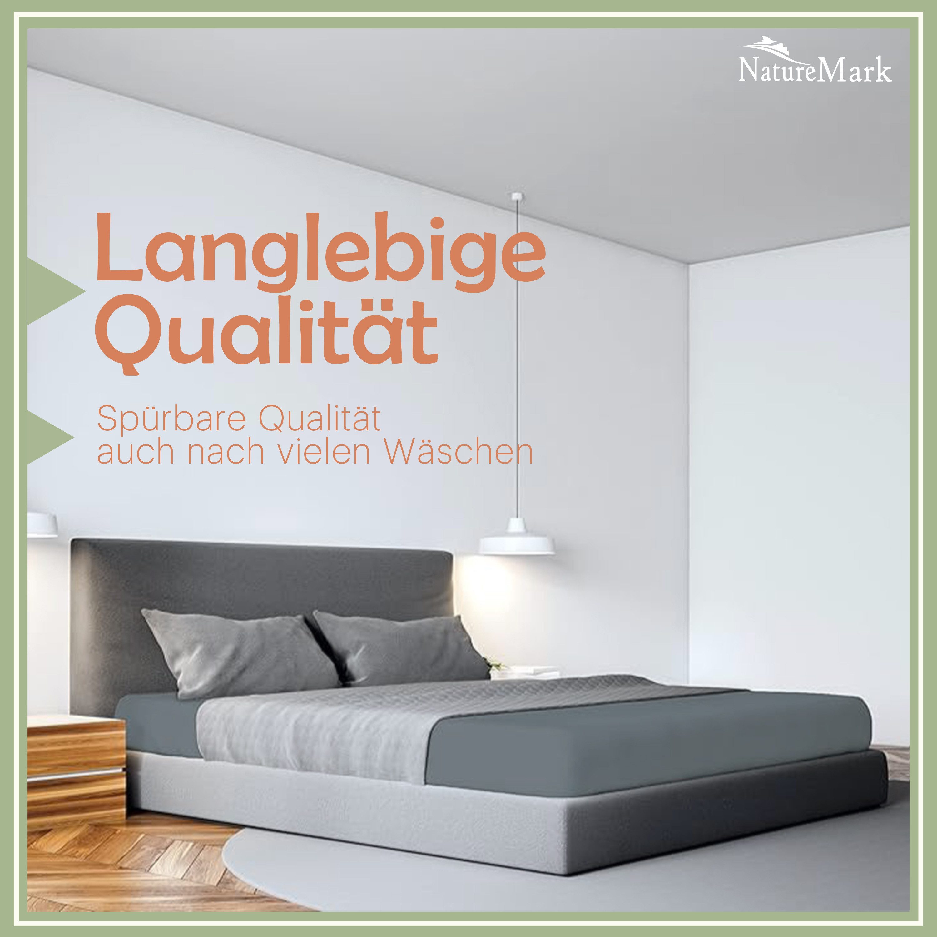 NatureMark Spannbettlaken Mikrofaser Spannbetttuch, Polyester, Gummizug: rundum, viele Größen und Farben Markenware, 200x220 cm, Anthrazit grau – Bild 4 von 5
