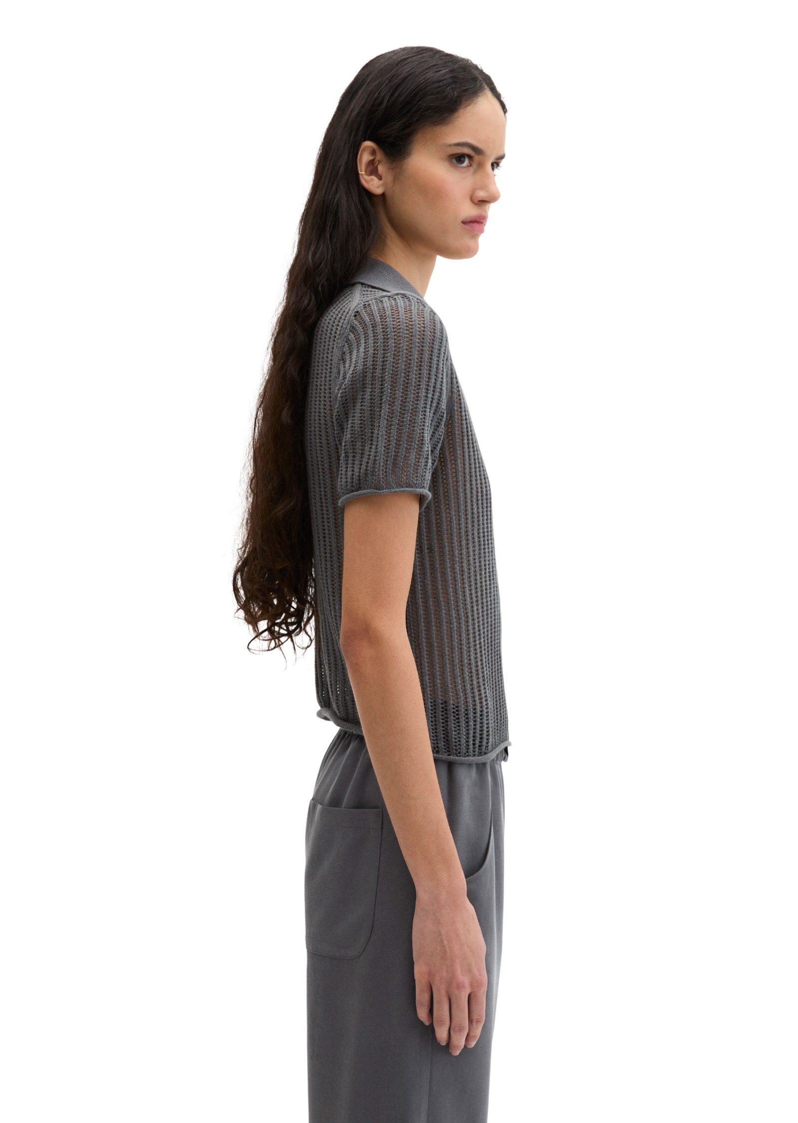Marc O'Polo Polokragenpullover aus Bio-Baumwolle-Leinen-Mix
