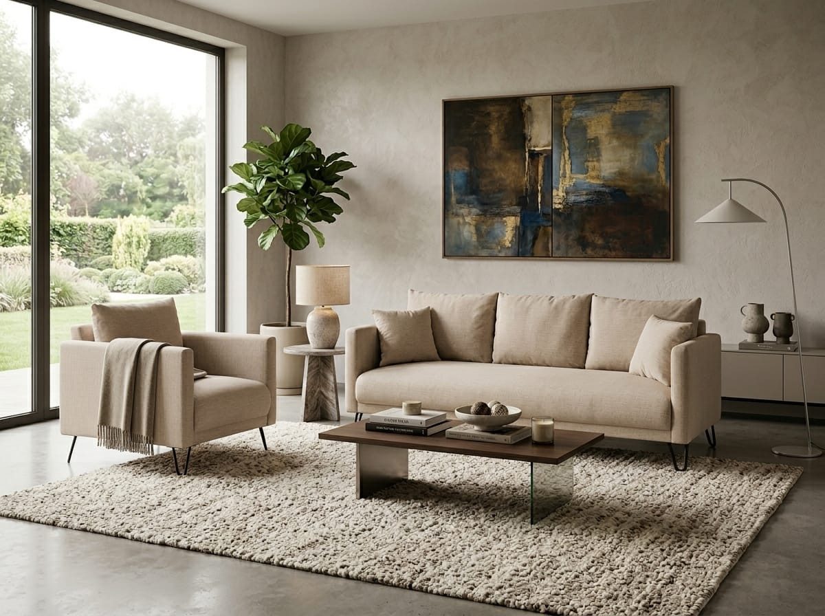 JVmoebel Polstergarnitur Beiges Wohnzimmer-Set 3+1-Sitzer-Sofas Sessel Stoffsofas Polstermöbel, (2-tlg), Made in Europa