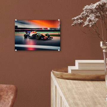 MuchoWow Acrylglasbild Auto - Formel 1 - Rennstrecke - Rennwagen, (1 St), Glasbilder - Bilder auf Glas Wandbild - Foto auf Glas - Wanddekoration