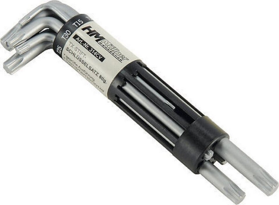 HM Müllner Werkzeuge Stiftschlüssel HM Torx TX Stiftschlüssel-Satz 8-tlg.  TX10 bis TX50