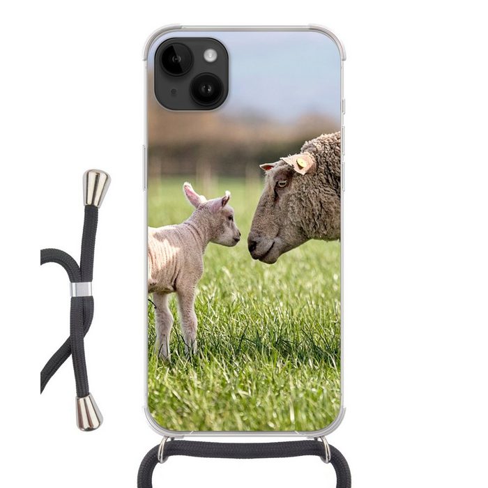 MuchoWow Handyhülle Schafe - Gras - Lamm Handyhülle Telefonhülle Apple iPhone 14 Plus