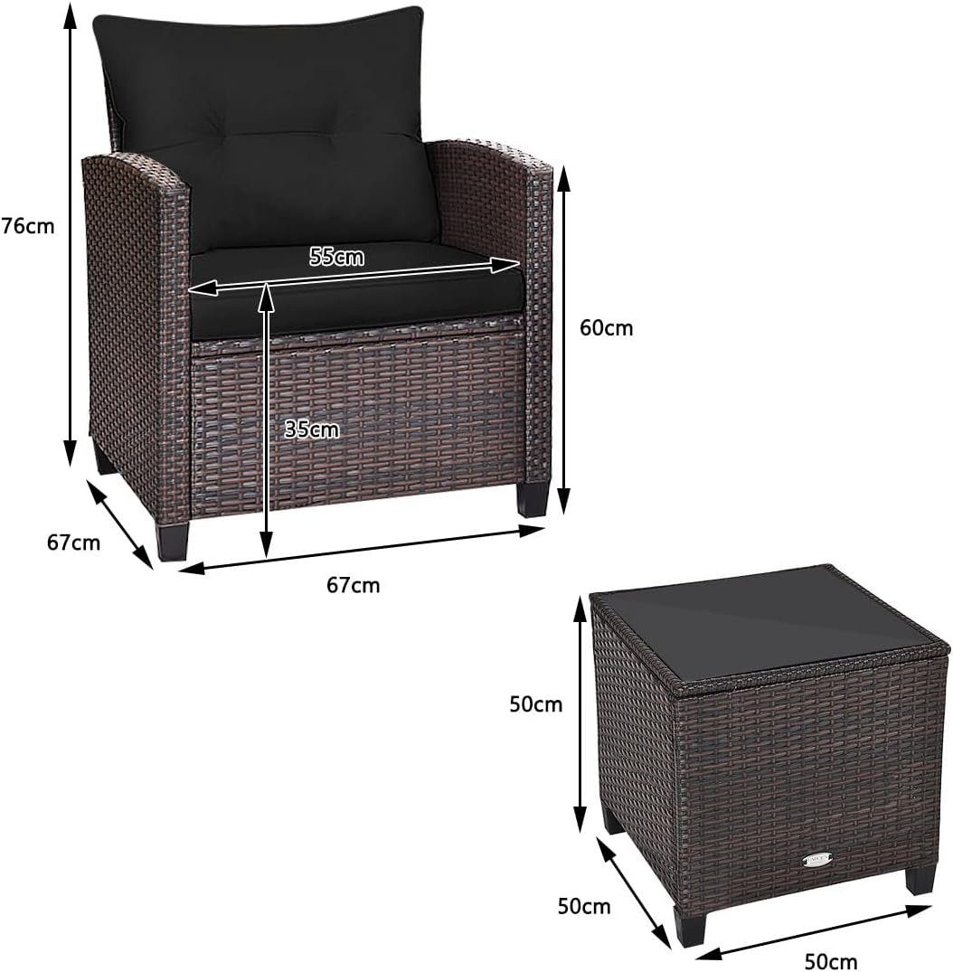 KOMFOTTEU Sitzgruppe Rattan Gartenmöbel, (Set, 3-tlg), günstig online kaufen