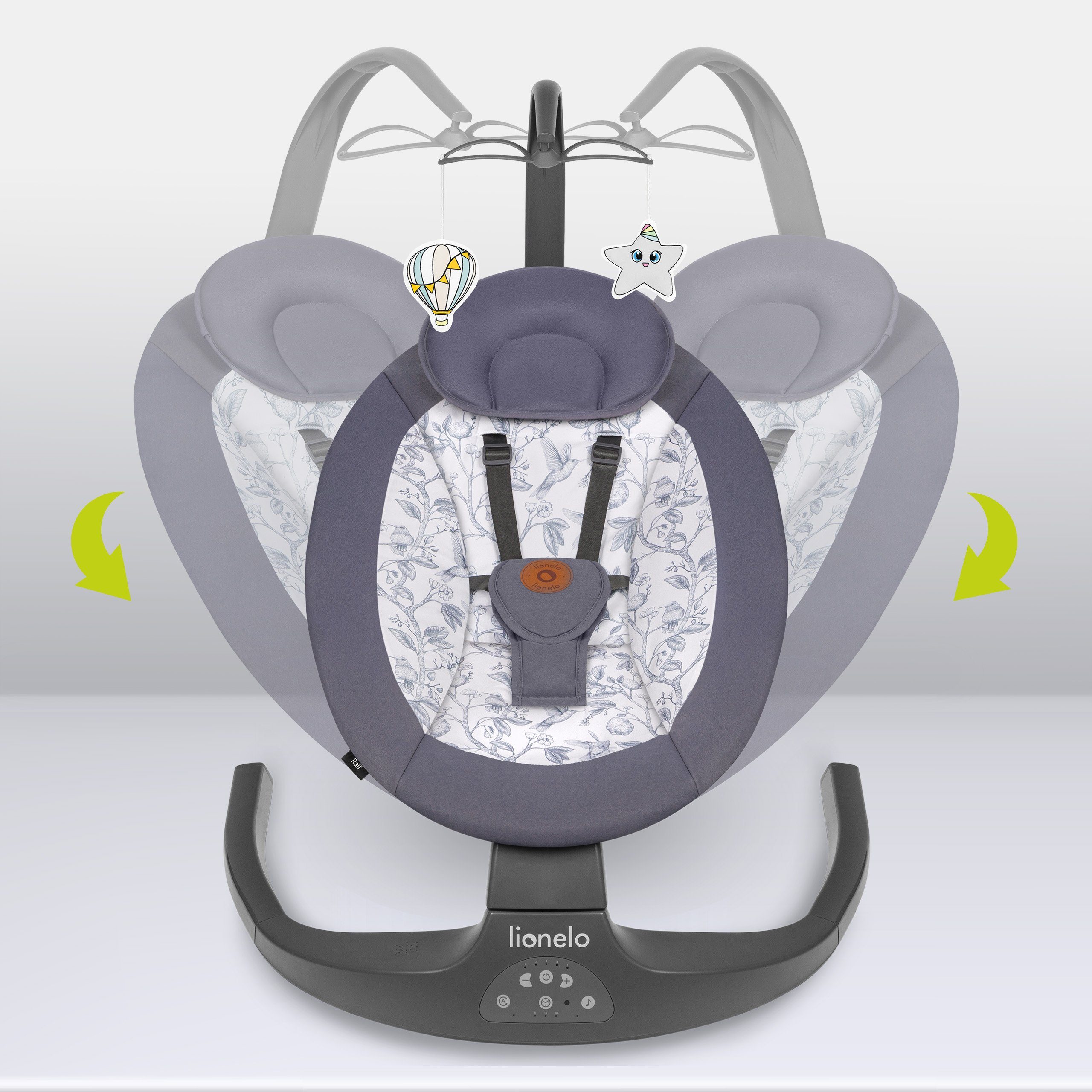 lionelo Babywippe RALF, 2in12-stufige VerstellungVon der Geburt bis 9 kg