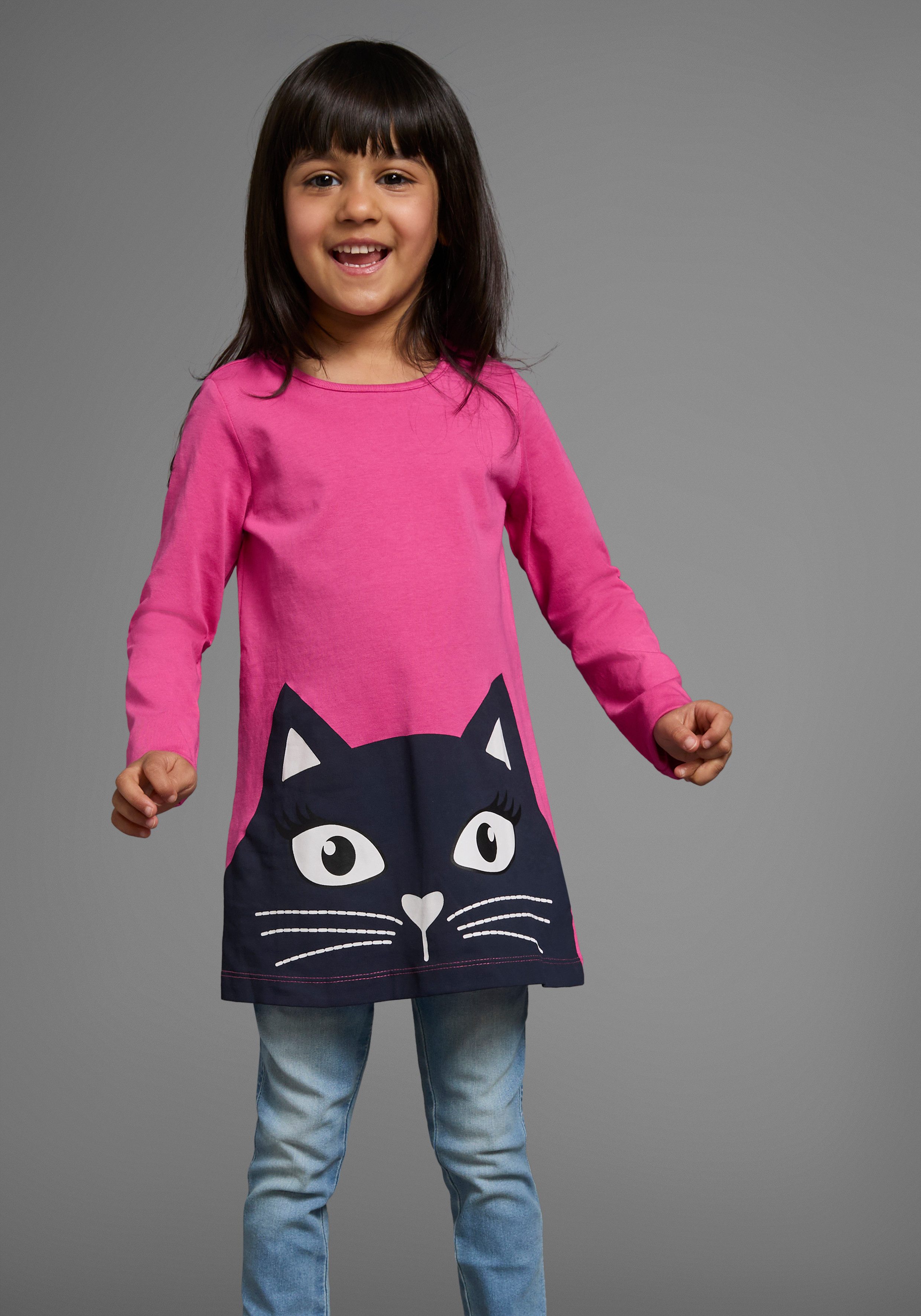 KIDSWORLD Langarmshirt für kleine Mädchen (2-tlg., 2er-Pack) Langarm, lässige Passform