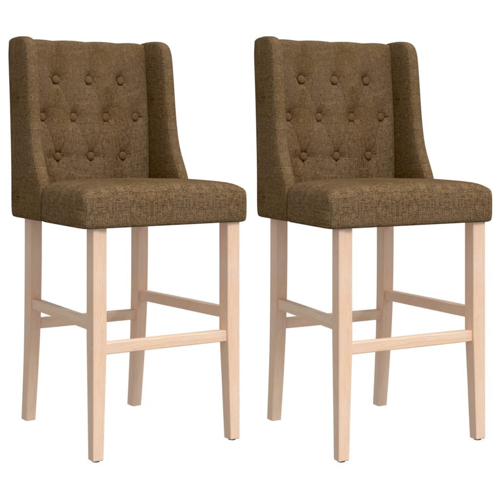 Barhocker Barstühle 2 Stk. Massivholz Gummibaum und Stoff