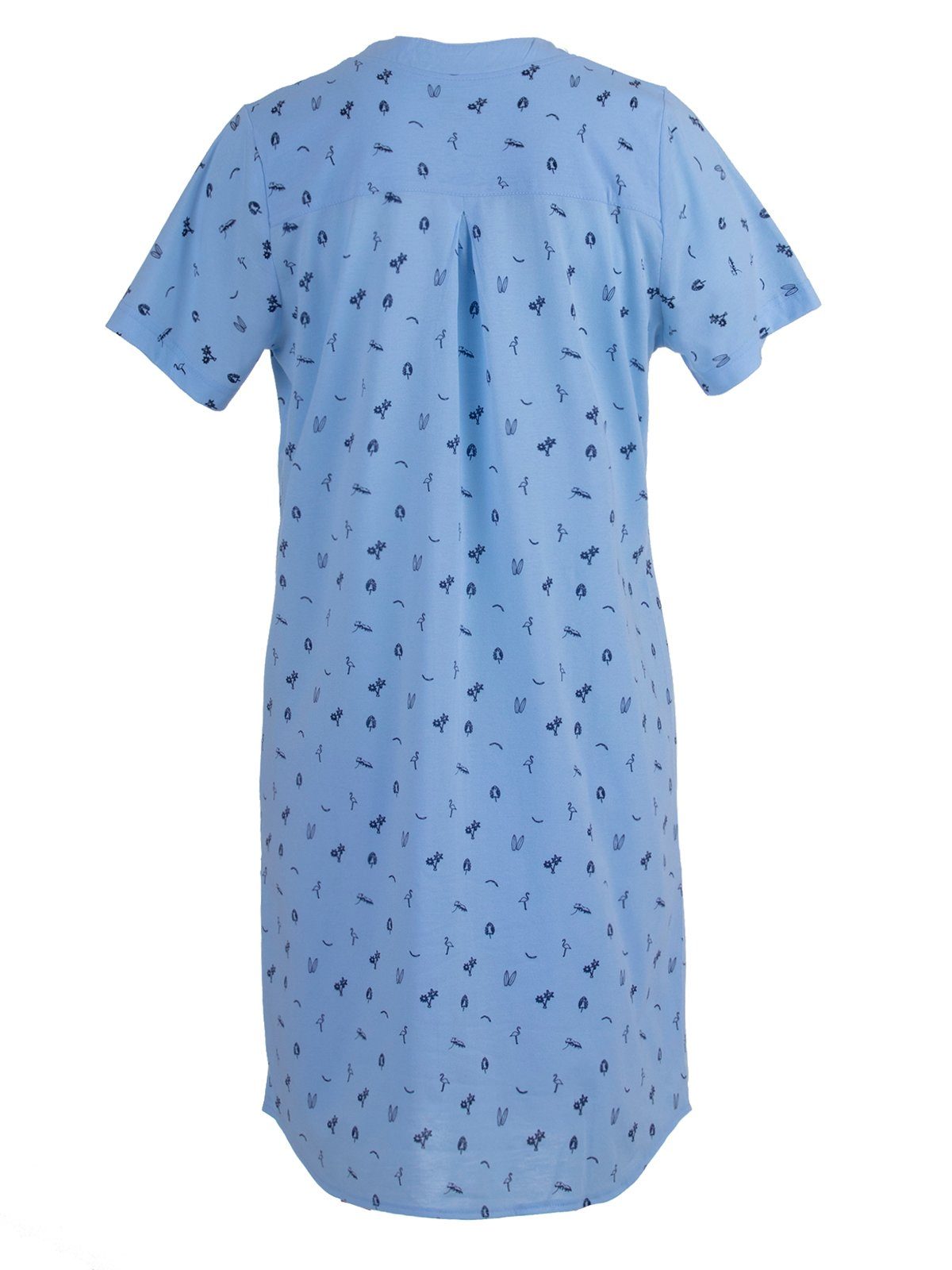 Knopfleiste - zeitlos Kurzarm hellblau Nachthemd Nachthemd durchgehend