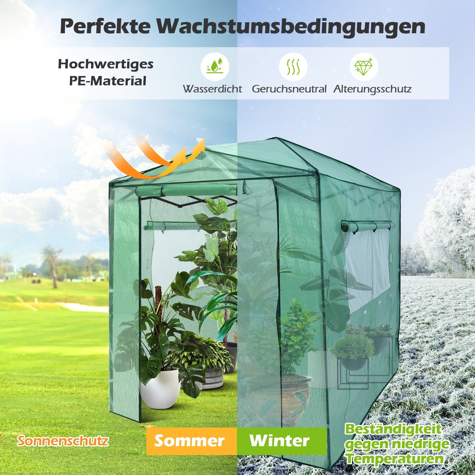 COSTWAY Foliengewächshaus, BxTxH: 250 x 180 günstig online kaufen