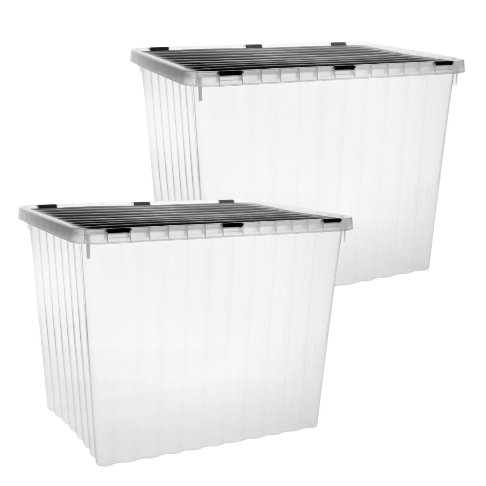 Centi Aufbewahrungsbox Stapelbox mit Deckel und Clipverschluss groß (2er-Set)