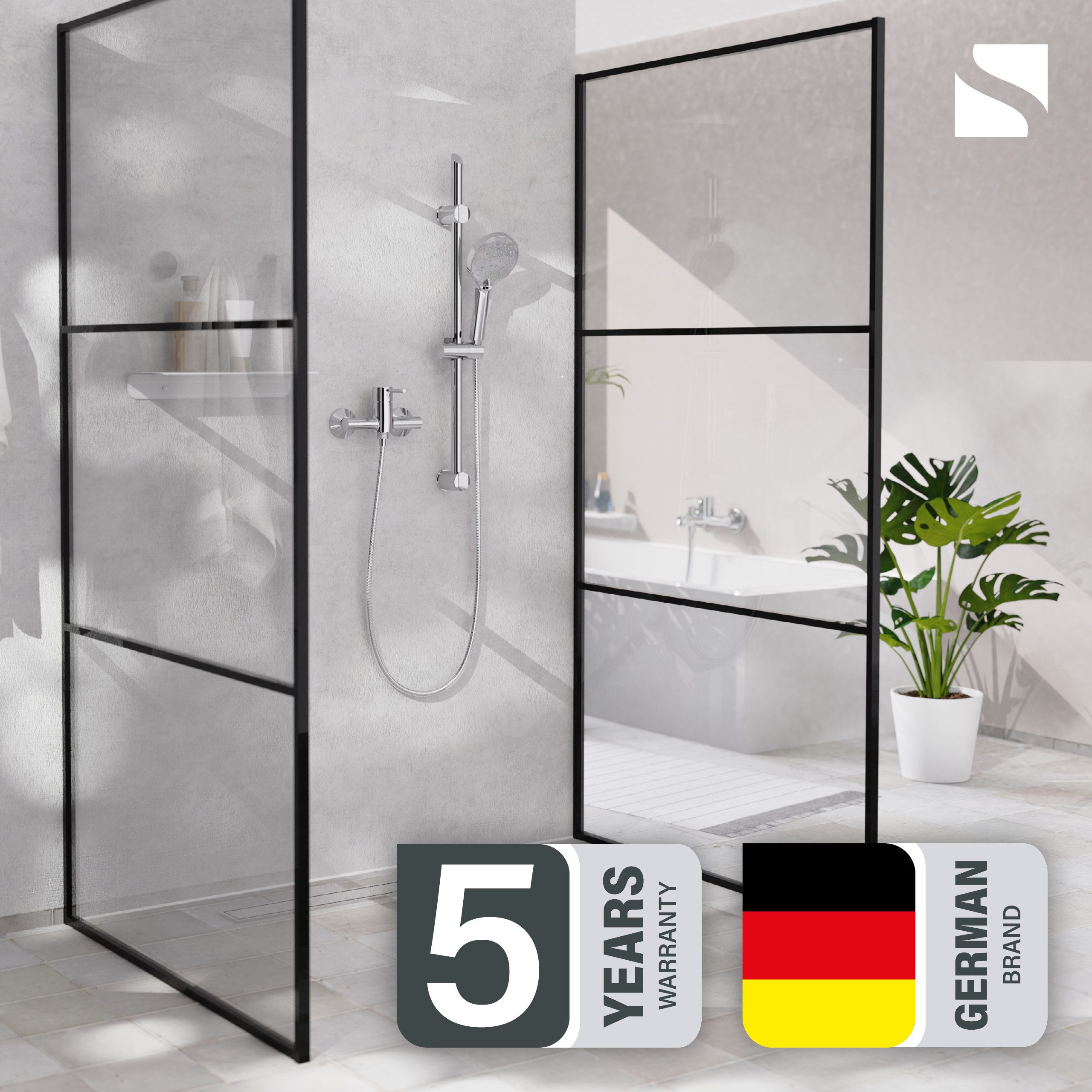 Schütte Duschsystem SAMANA, Höhe 23,5 cm, 3 Strahlart(en), wassersparend, Antikalk, 3-fach verstellbar, Wasserstoppfunktion