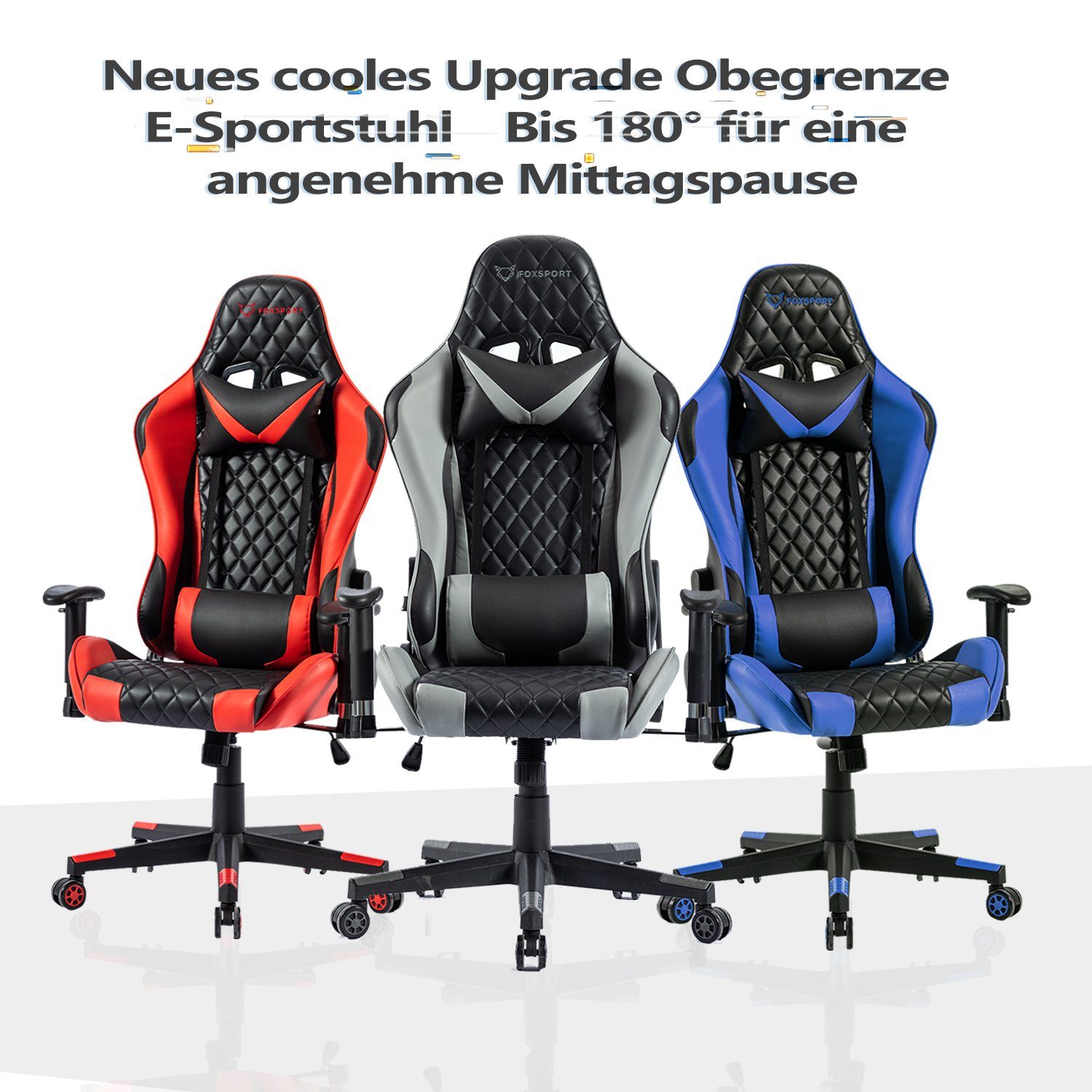Ergonomischer Gaming-Stuhl Kissen rot Stoßdämpfendes Verstellbare Ergonomischer Rückenlehne, Gamingstuhl), (Professioneller Spielestuhl Rahmen, IKIDO