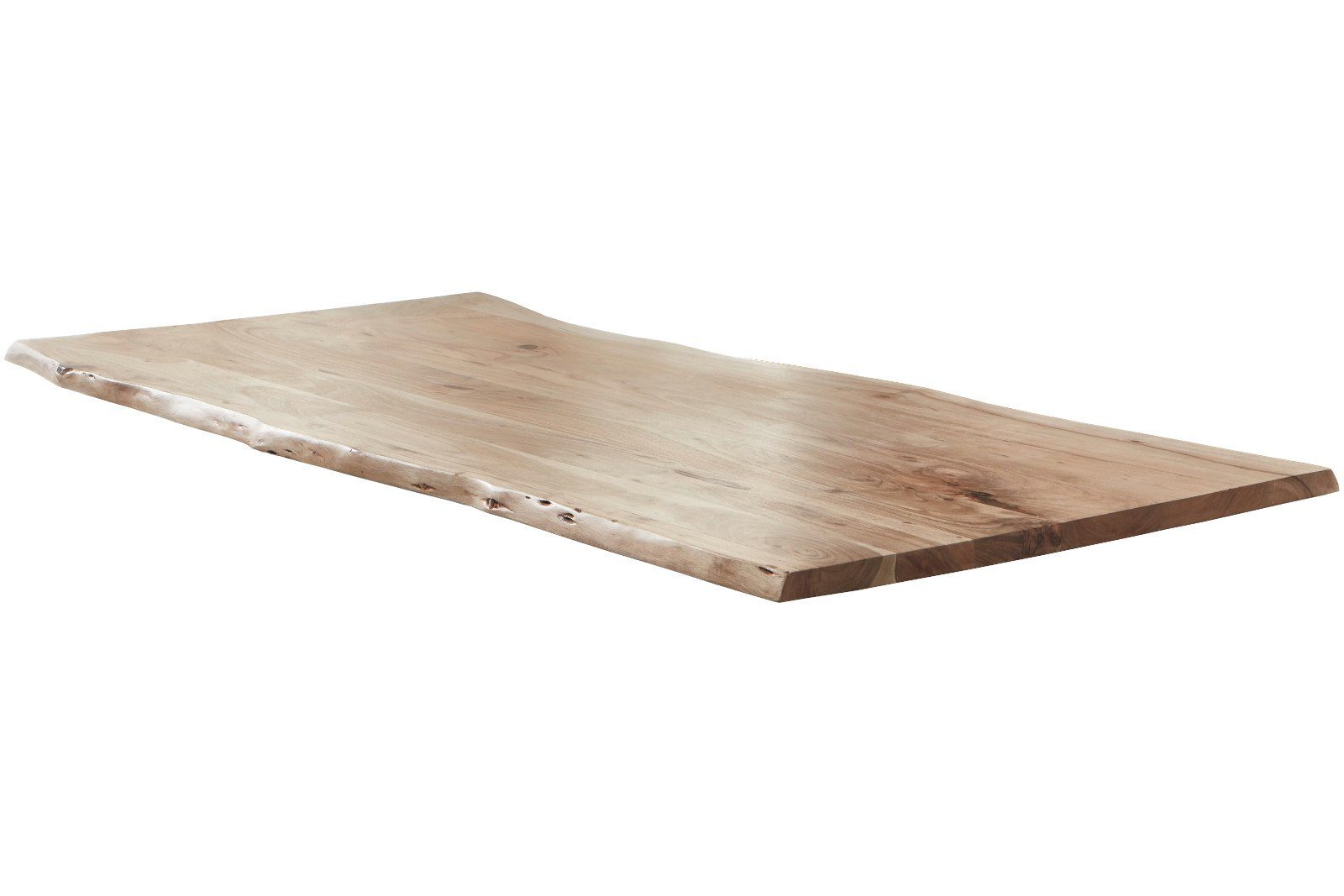 Junado® Tischplatte Noah, Akazie Massivholz nussbaumfarben 26mm natürliche Baumkante