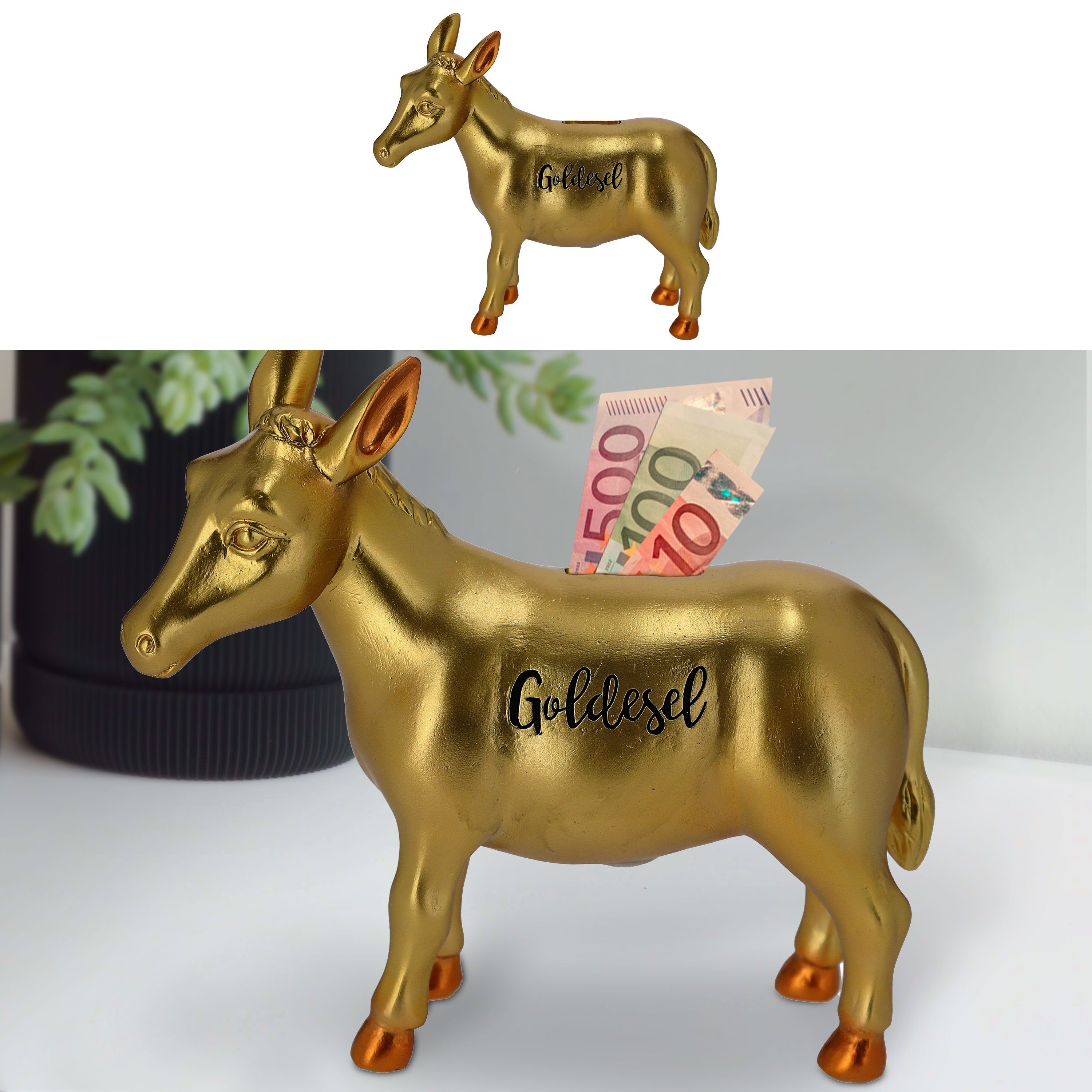 CEPEWA Spardose Spardose Goldesel 20,5x18,5x7,5cm Polyresin günstig online kaufen