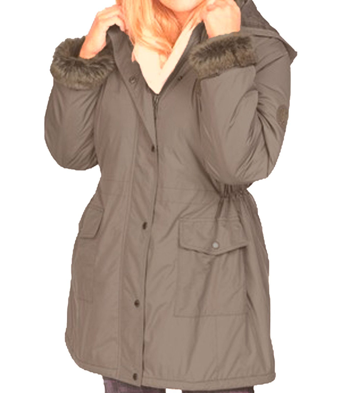 NoSecret Outdoorjacke »no secret Parka lässige Damen Jacke mit Fellimitat  Winterjacke Große Größen Freizeit-Jacke Beige« online kaufen | OTTO