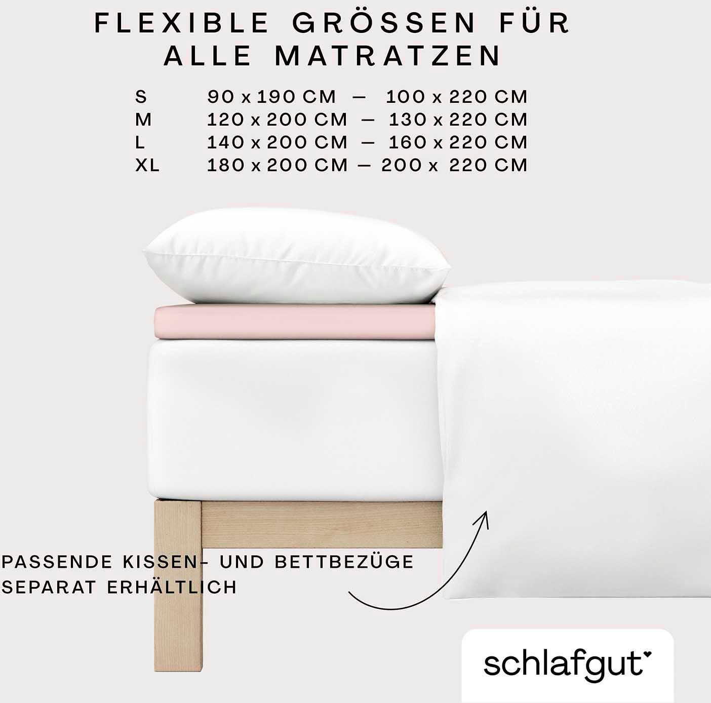 Schlafgut Spannbettlaken PURE TOPPER Bio-Baumwolle mit Elasthan 170 g/m² für Topper bis 10 cm, Jersey-Elasthan, Gummizug: rundum, (1 Stück), PREMIUM Laken für Matratzen bis 10 cm Höhe, dehnbar, blickdicht