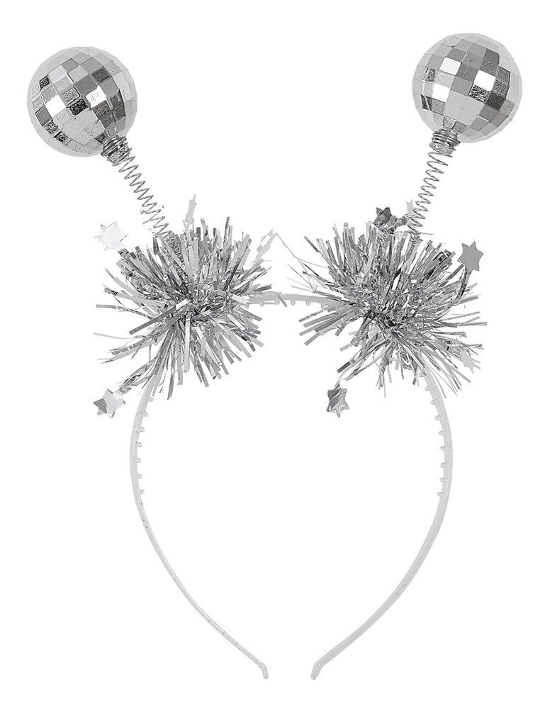 Widmann S.r.l. Kostüm Haarreif mit Discokugeln, Silber Glitzer