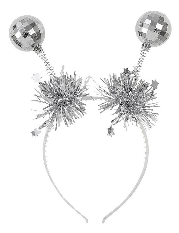 Widmann S.r.l. Kostüm Haarreif mit Discokugeln, Silber Glitzer