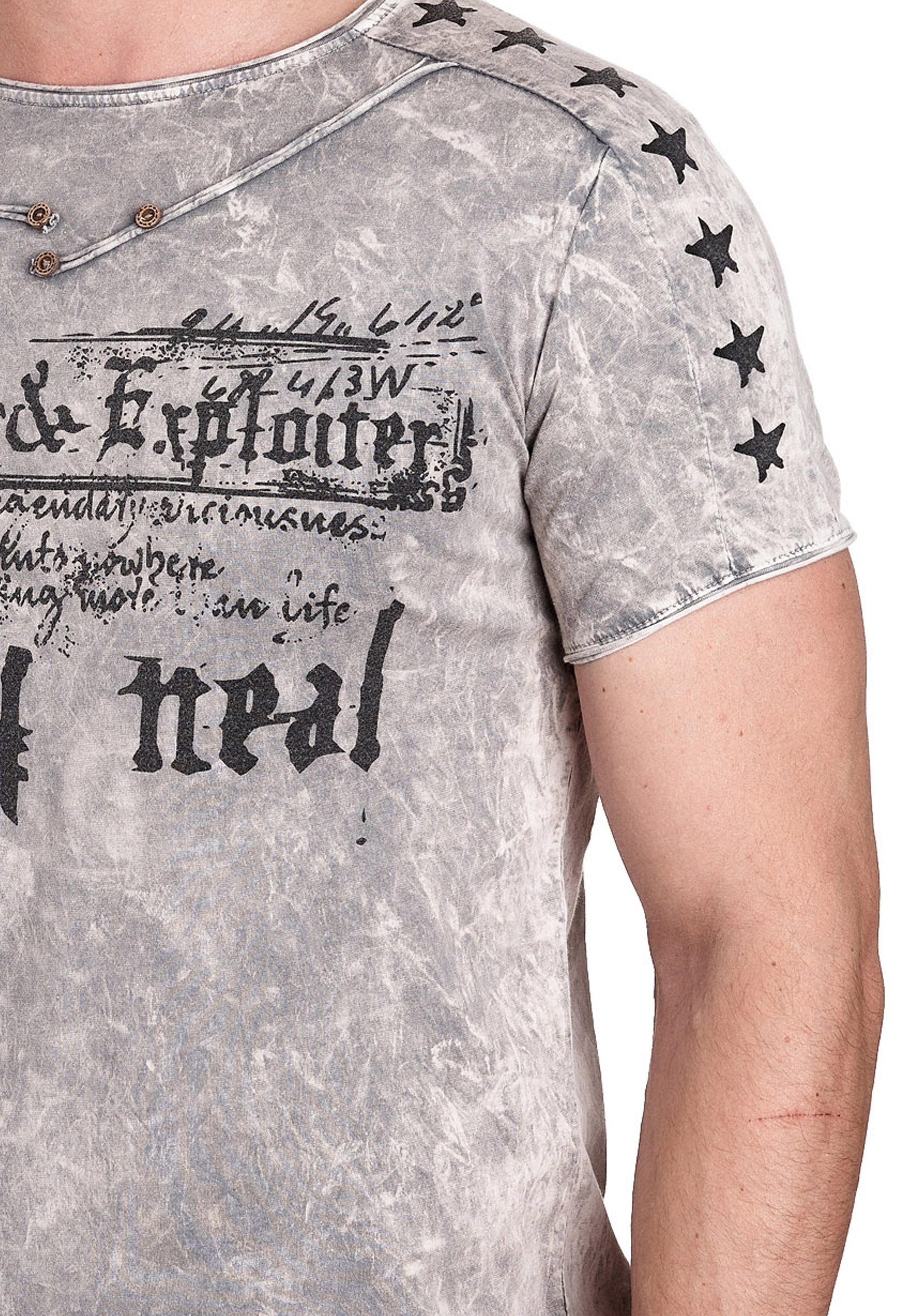 Rusty Neal T-Shirt melierter Optik in anthrazit