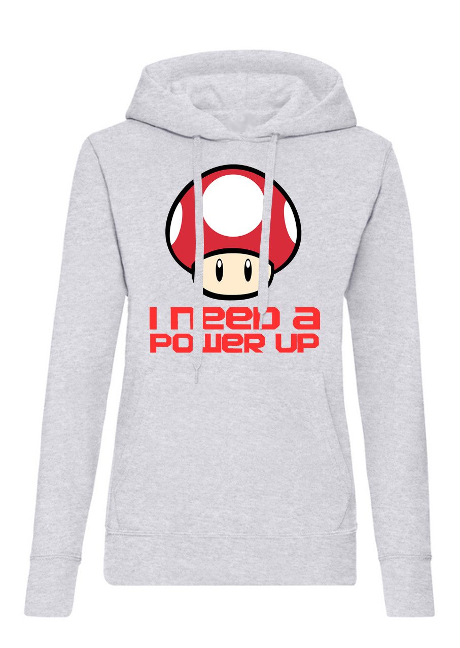 Blondie & Brownie Hoodie PilzPowerUp Damen Hoodie Gaming Pilz Print Patch Style (Einzelstück, Einzelartikel) PilzPowerUp_D_Hoodie Gaming Damen Fun