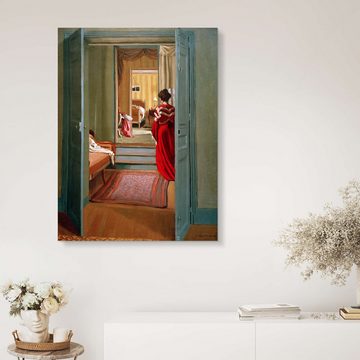 Posterlounge Alu-Dibond-Druck Félix Édouard Vallotton, Interieur mit Frau in Rot, Malerei