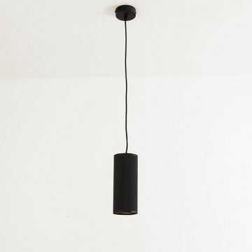 Licht-Erlebnisse Pendelleuchte TUTTO, ohne Leuchtmittel, Hängelampe Esstisch Schwarz Gold Stoffschirm retro Wohnzimmer Lampe