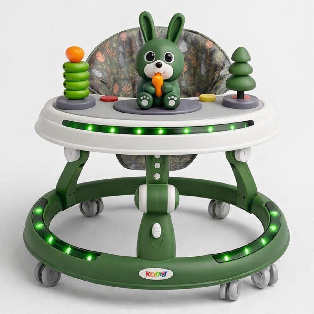 LUCHS Babywalker Lauflernhilfe Babywalker Glow stabiles Gehfrei für Babys Licht & Musik, Glow / Grün, Blau & Rosa mit Lichter