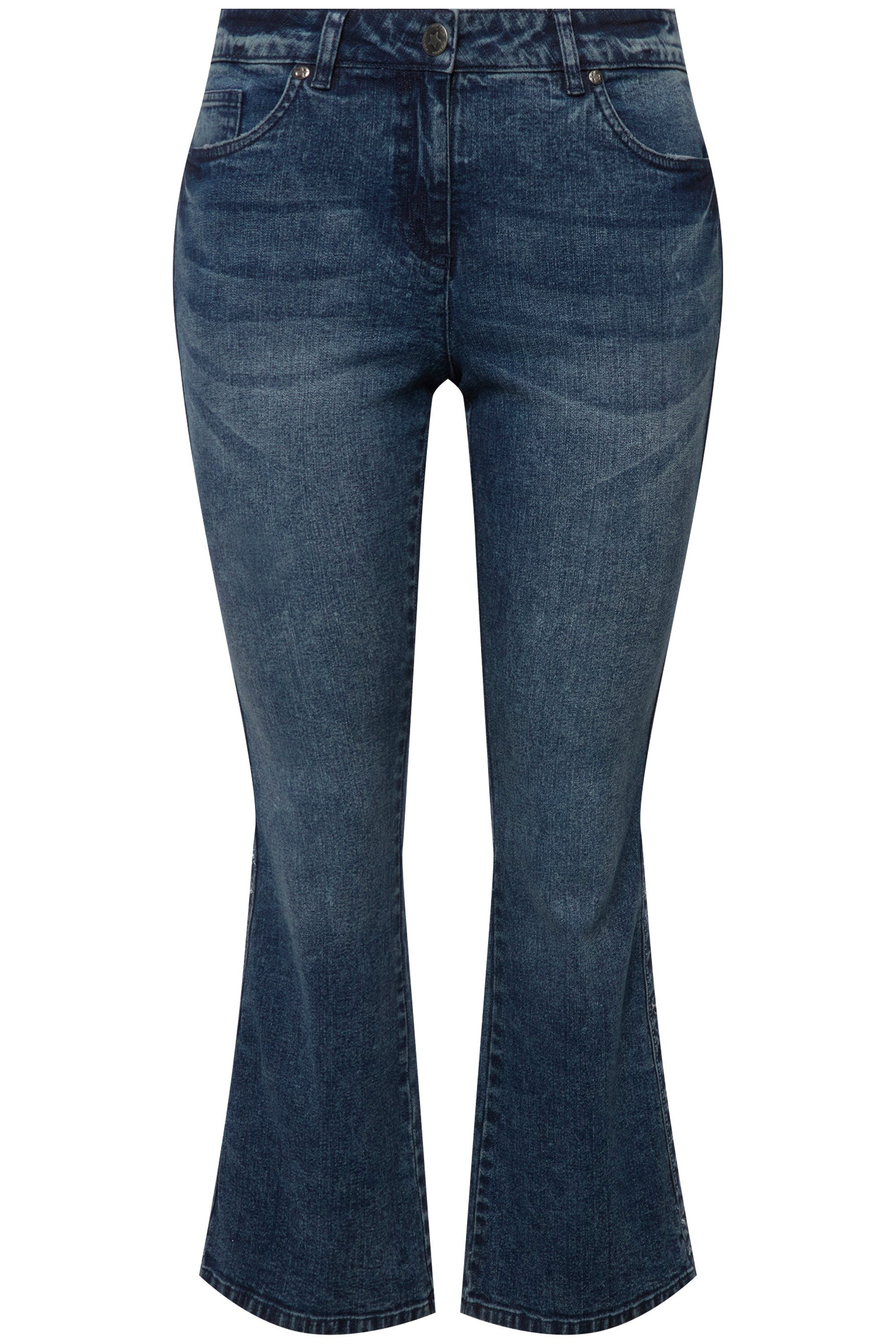 Angel of Style 5-Pocket-Jeans Bootcut-Jeans Stickereiband Schlag 5-Pocket günstig online kaufen