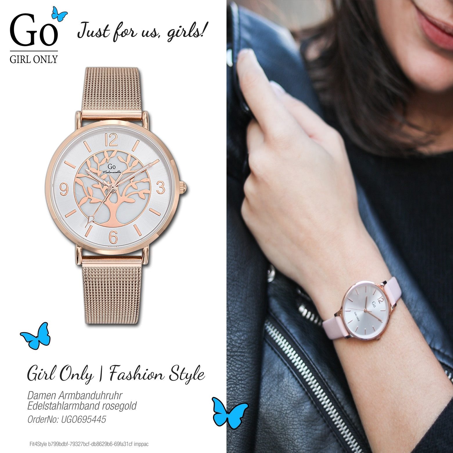 Girl Only Quarzuhr Girl Only GO Damen Armbanduhr, (Analoguhr), Damenuhr GO rosegold, mittel (ca 36mm) Edelstahlarmband, Fashion-Style