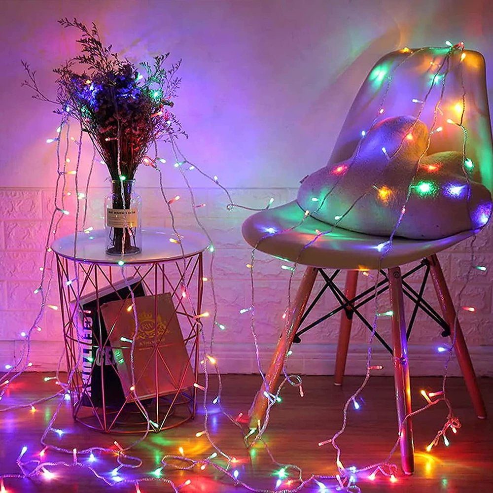 Rosnek LED-Lichterkette 10M-100M, Wasserdicht, 8 modi, Für Weihnachten Hochzeit, Speicherfunktion, mit 3M-Verlängerungskabel, Party Schlafzimmer Deko Multicolor