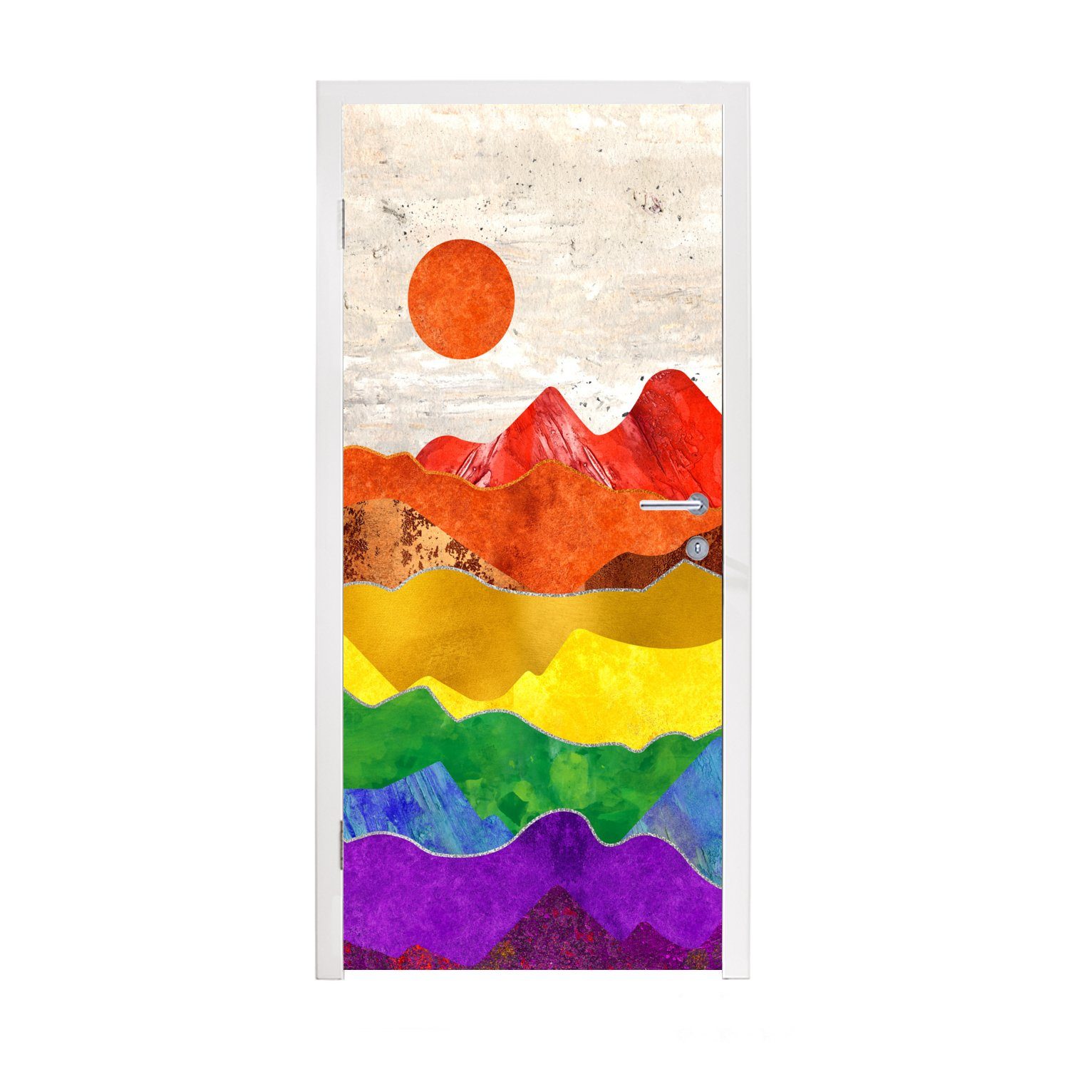 MuchoWow Türtapete Regenbogen - Marmor - Stolz, Matt, bedruckt, (1 St), Fototapete für Tür, Türaufkleber, 75x205 cm