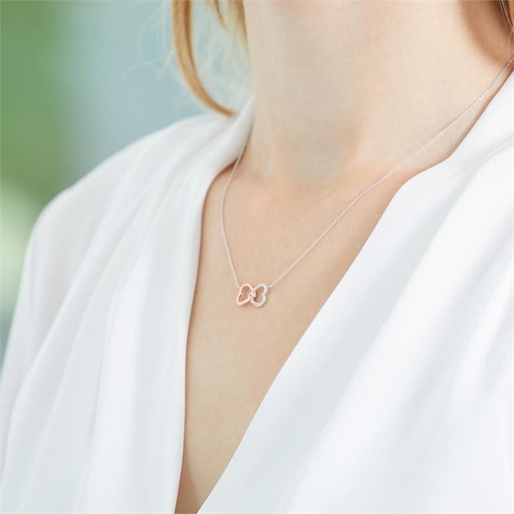Unique Collier Kette Herzen 14K Weißgol...