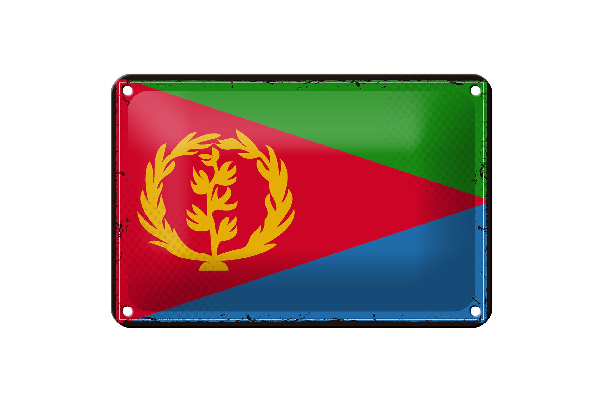 Femer GmbH Metallschild Flagge Eritreas 18x12cm Retro Flag of Eritrea, (1 St), gewölbte Oberfläche, abgerundete Ecken, umgeschlagene Kanten