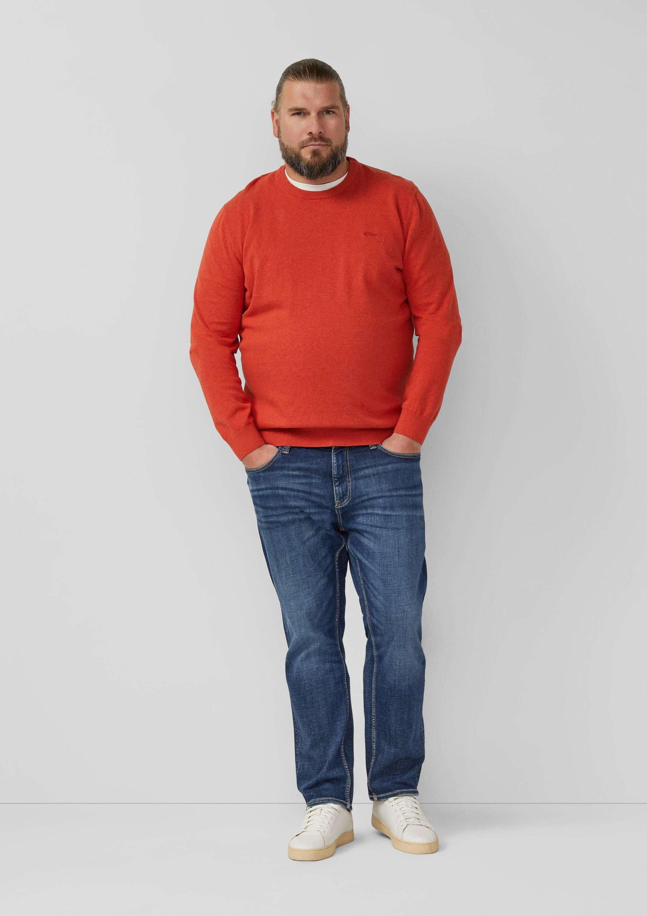 s.Oliver Longpullover Strickpullover Strickpullover mit Logo-Stickerei