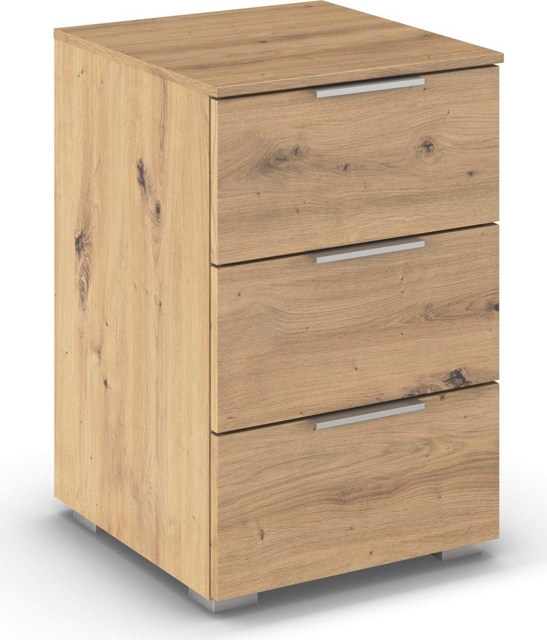 rauch Nachtkommode Nachttisch Nachtkonsole CORTONA mit Dekor-Front (Breite 40 cm inkl. Soft-Close-Funktion), mit 3 geräumigen Schubladen, Kantengriff aus Metall MADE IN GERMANY