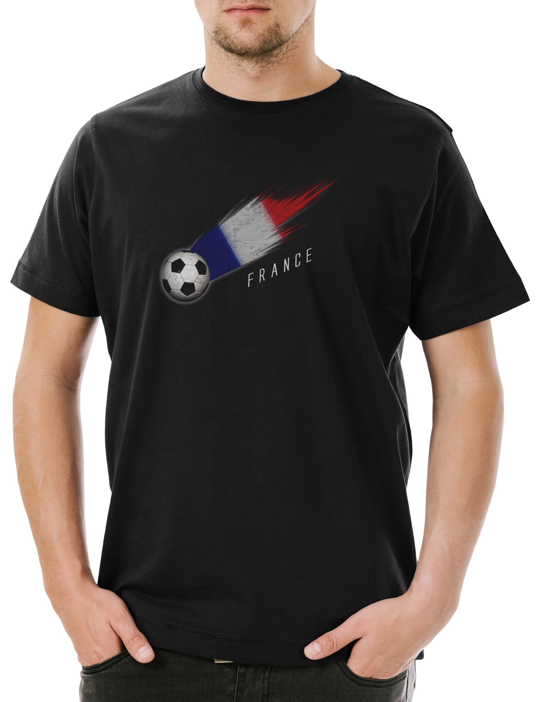 Print-Shirt France Football Comet I Herren T-Shirt Frankreich Französisch Fahne