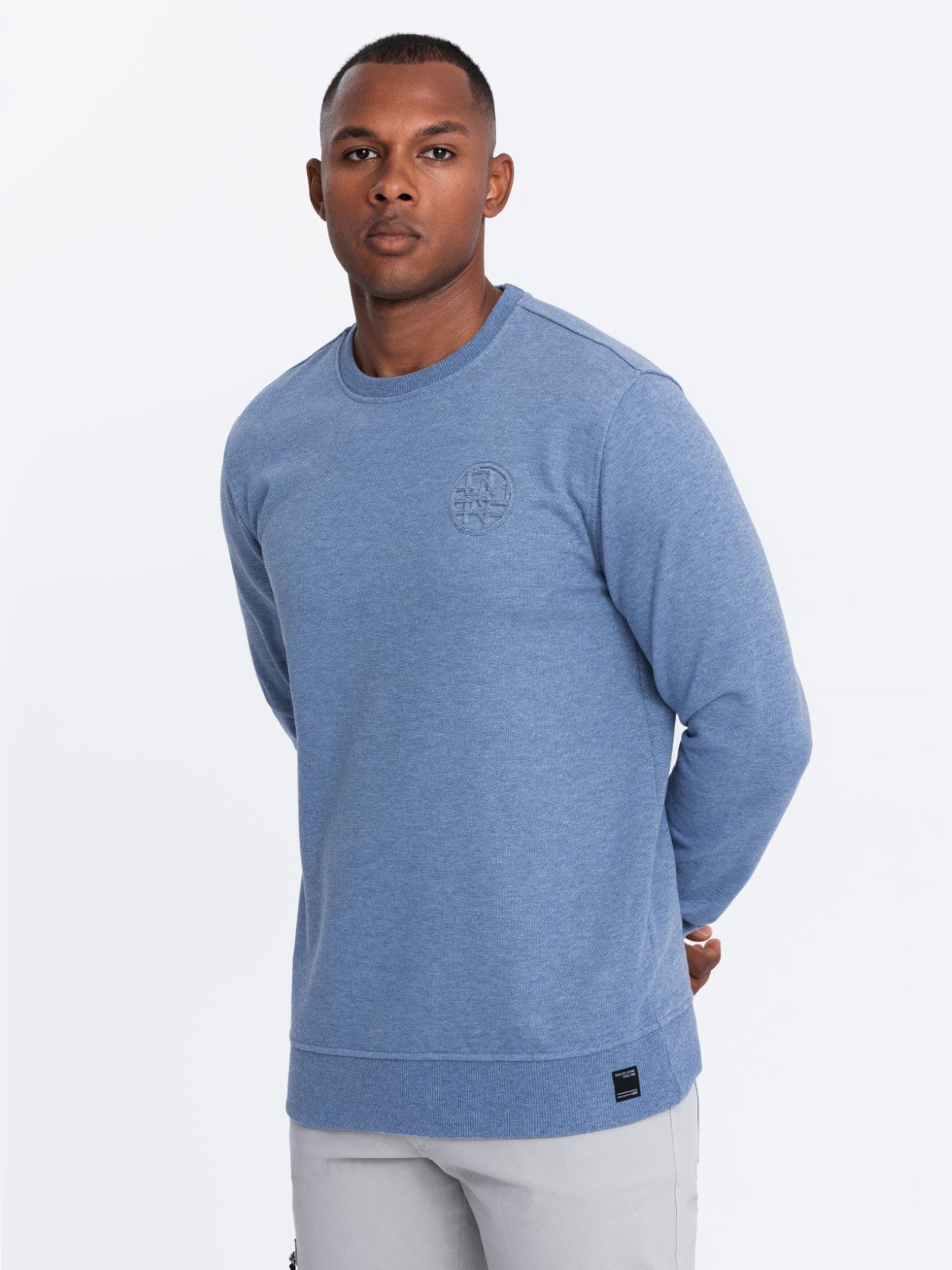 Sweatshirt Herren Sweatshirt aus Melange mit gesticktem Logo