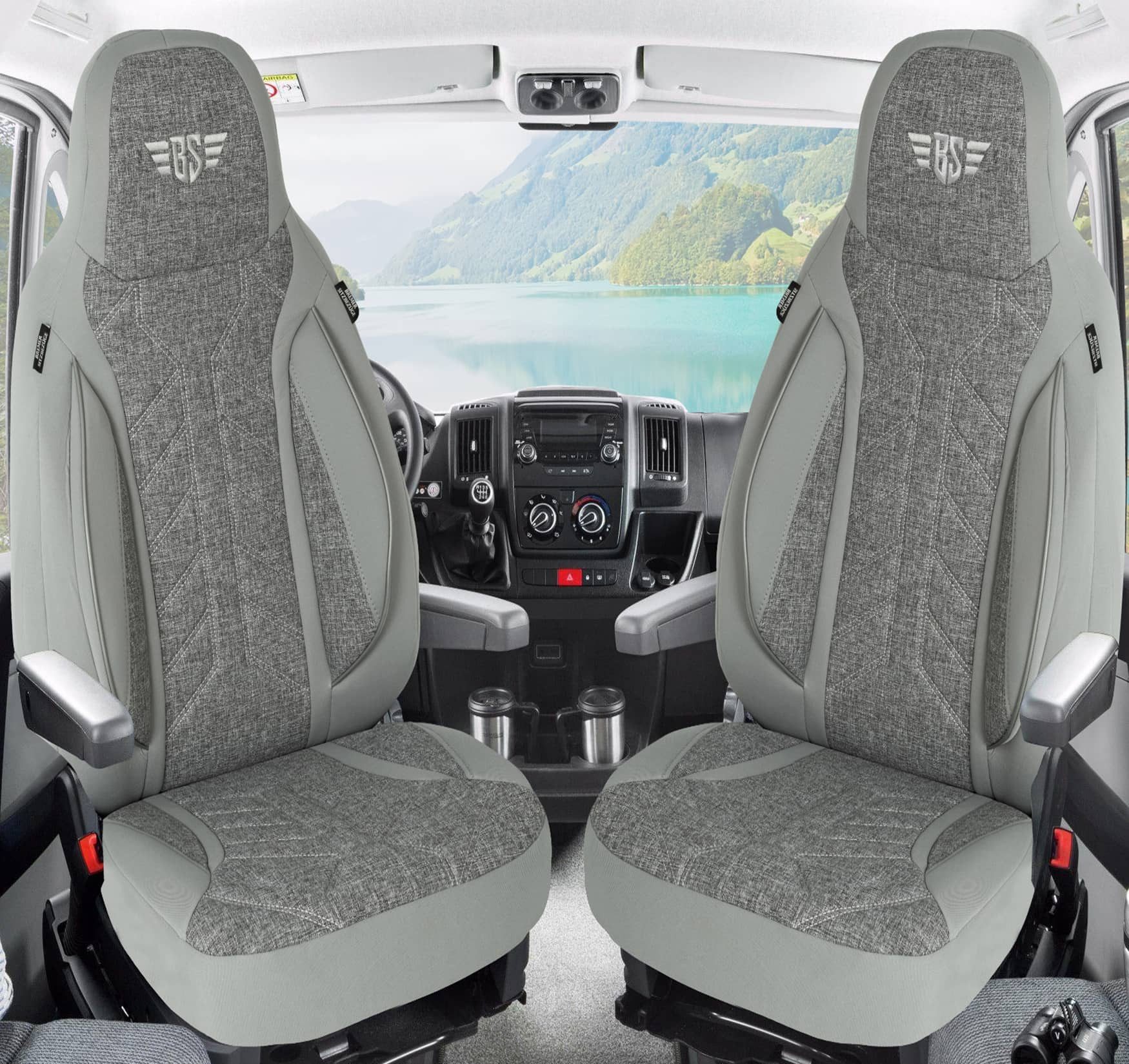 BREMER SITZBEZÜGE Autositzbezug für Carado T 447H (PLKT208), Set, 2-tlg., Schonbezüge Sitzbezüge Fahrer und Beifahrer, in Grau