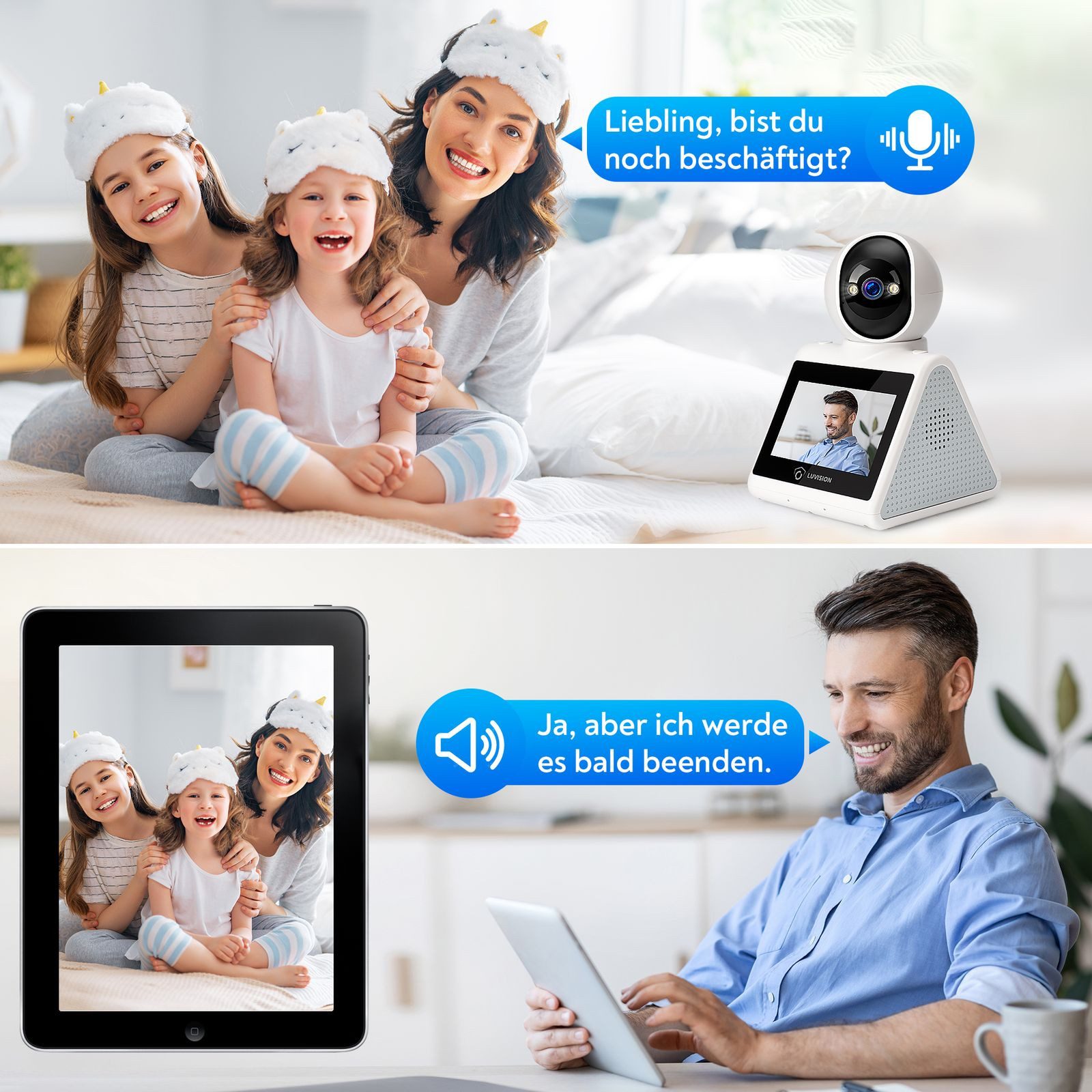 LUVISION Überwachungskamera C41Plus (Innenbereich, 1-tlg., WLAN PTZ Überwachung Kamera Autotracking Nachtsicht, Senioren, Baby, Mikrofon, 2-Wege Audio, App)