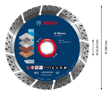 BOSCH Trennscheibe Expert MultiMaterial, Ø 180 mm, Diamanttrennscheiben, 180 x 22,23 x 2,4 x 12 mm