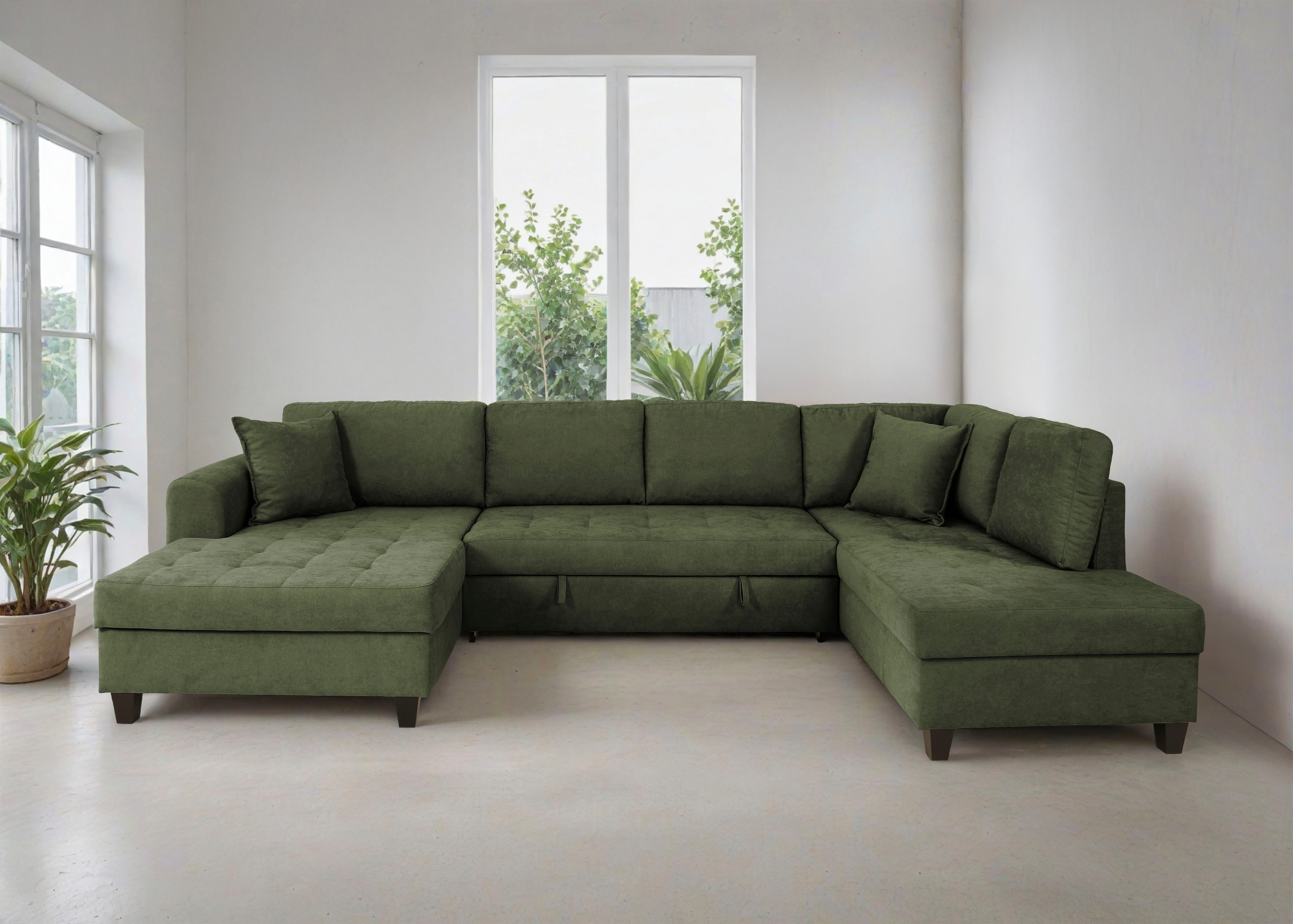 OTTO home Wohnlandschaft Moritz U-Form, B: 324 cm, mit Schlaffunktion, Bettkasten & Zierkissen