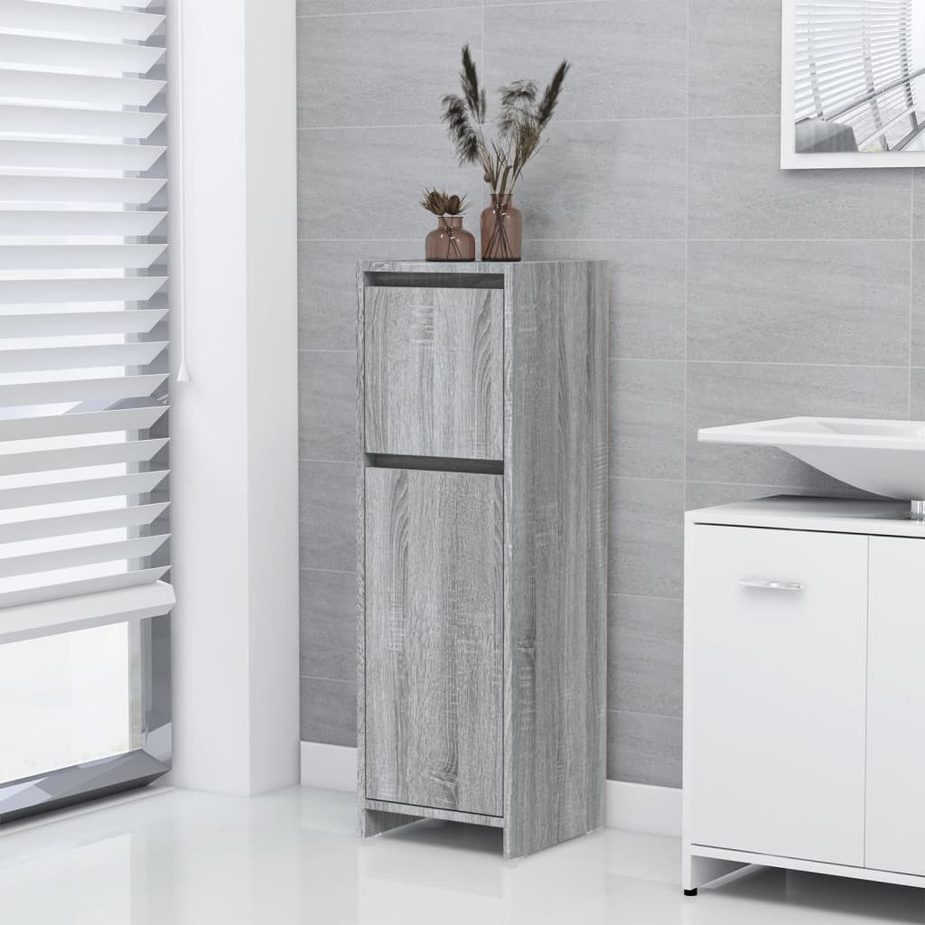 vidaXL Mehrzweckschrank NA Badezimmerschrank Grau Sonoma 30x30x95 cm Spanplatte