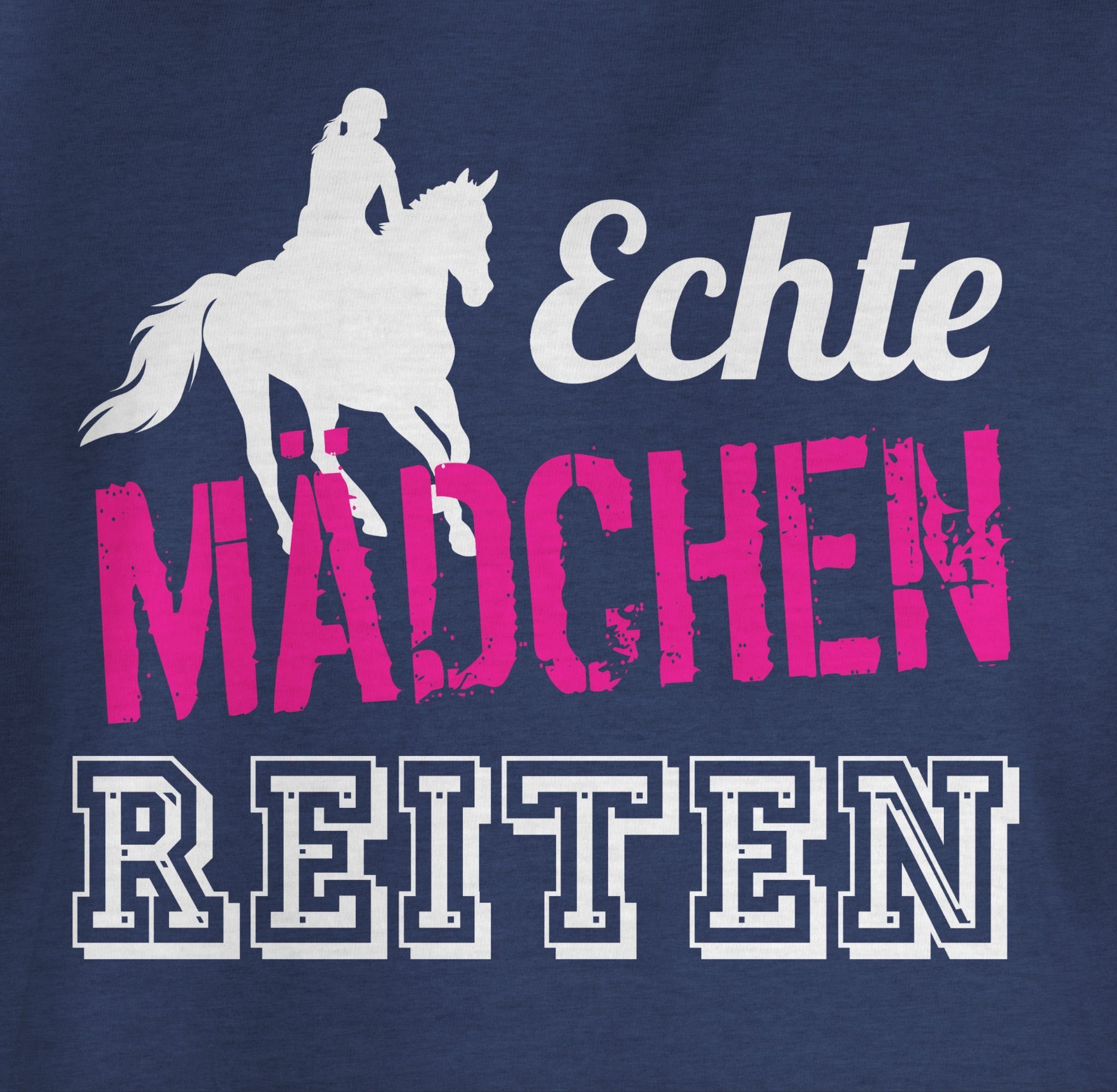 Shirtracer T-Shirt Echte Mädchen 1 Meliert reiten Dunkelblau Pferd