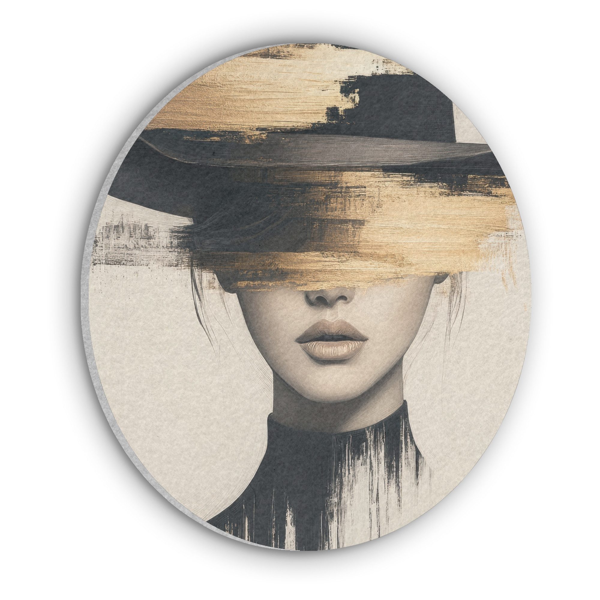 MuchoWow Gemälde Frau - Hut - günstig online kaufen