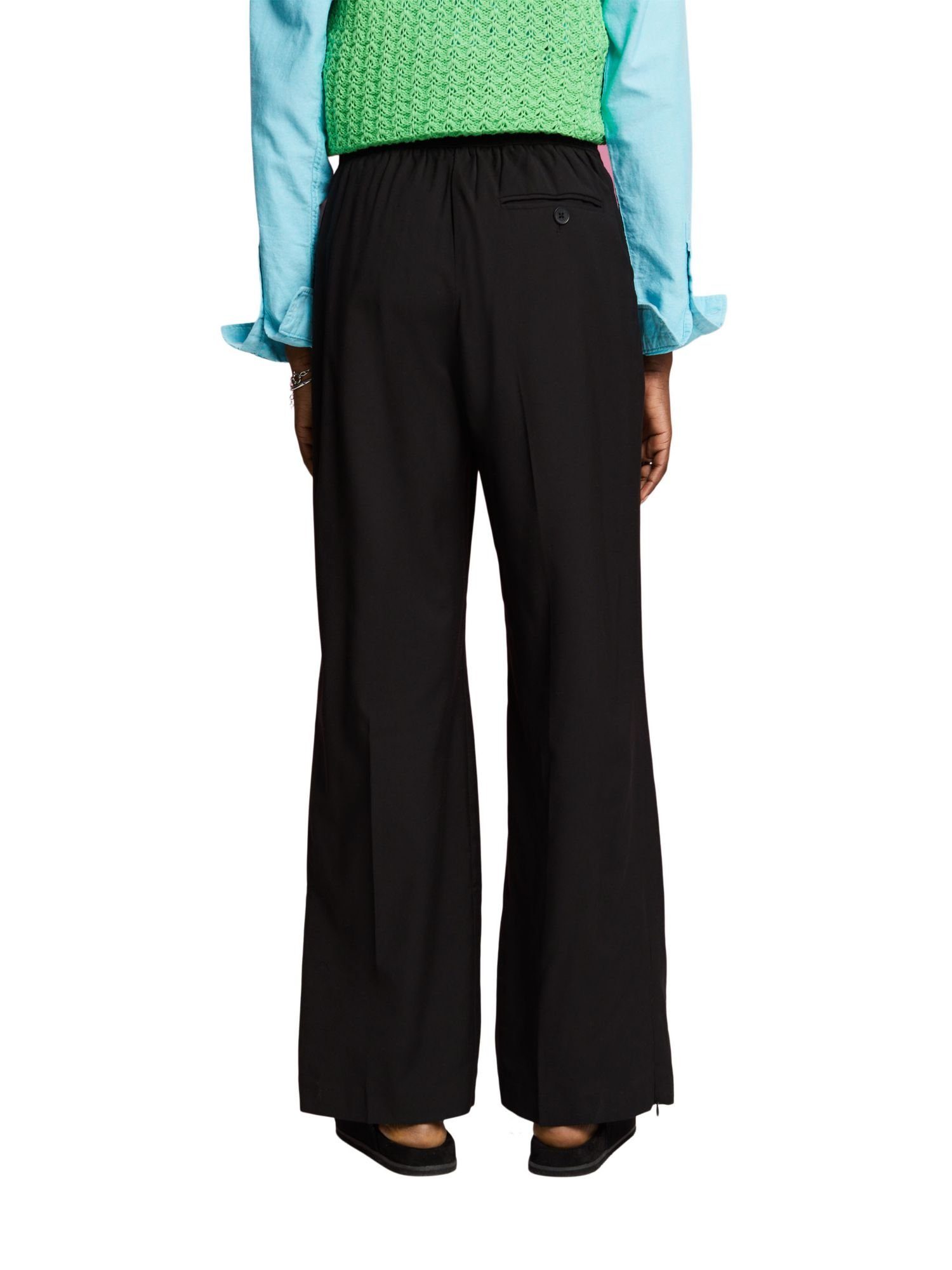 Esprit Collection Stoffhose Hose mit BLACK und Säumen geschlitzten Reißverschluss