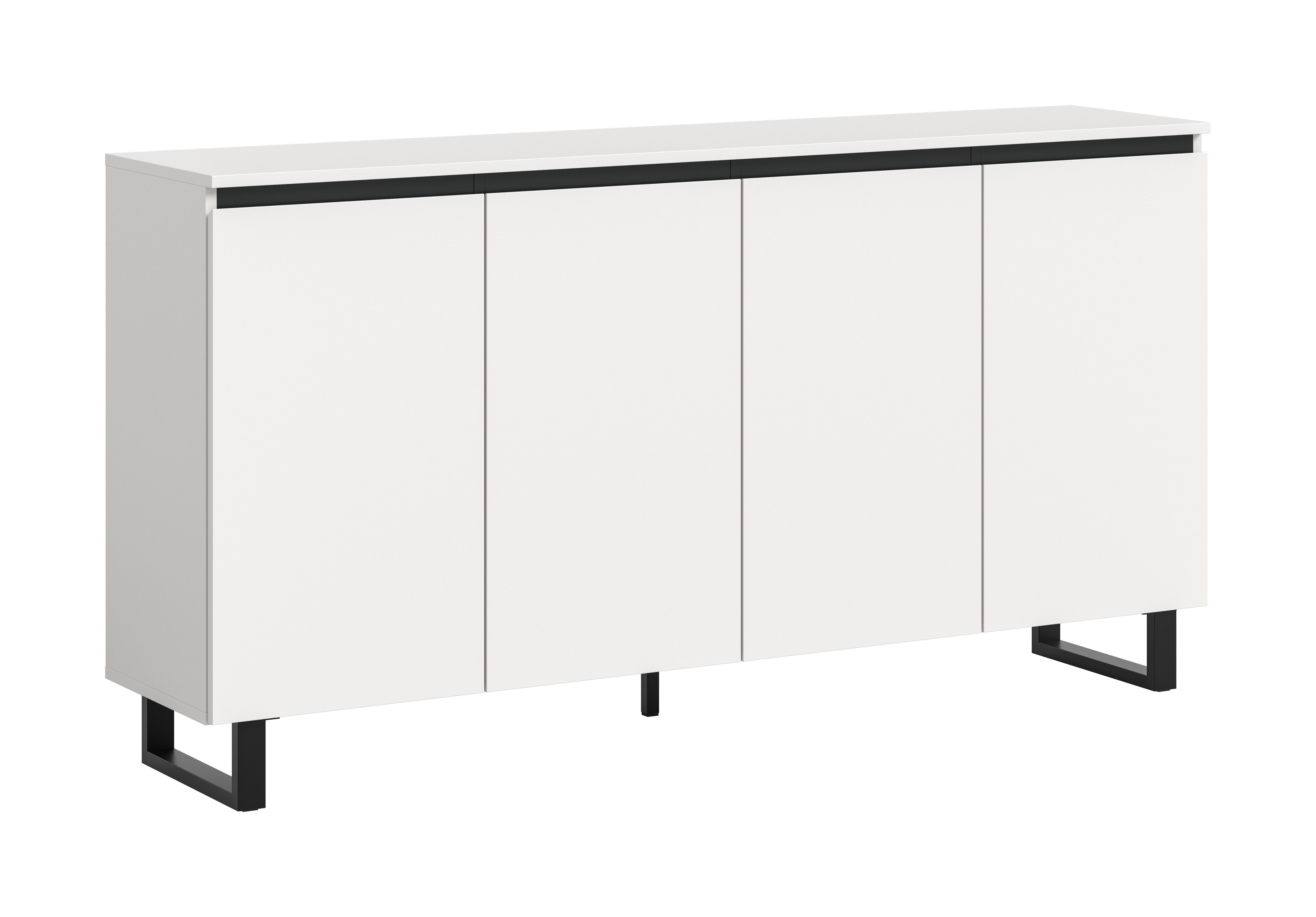 furnling Sideboard Tomea (1 St), 4 Türen, 8 Fächer, Kommode, schwarze Schattenfuge, Breite 160 cm, weiß