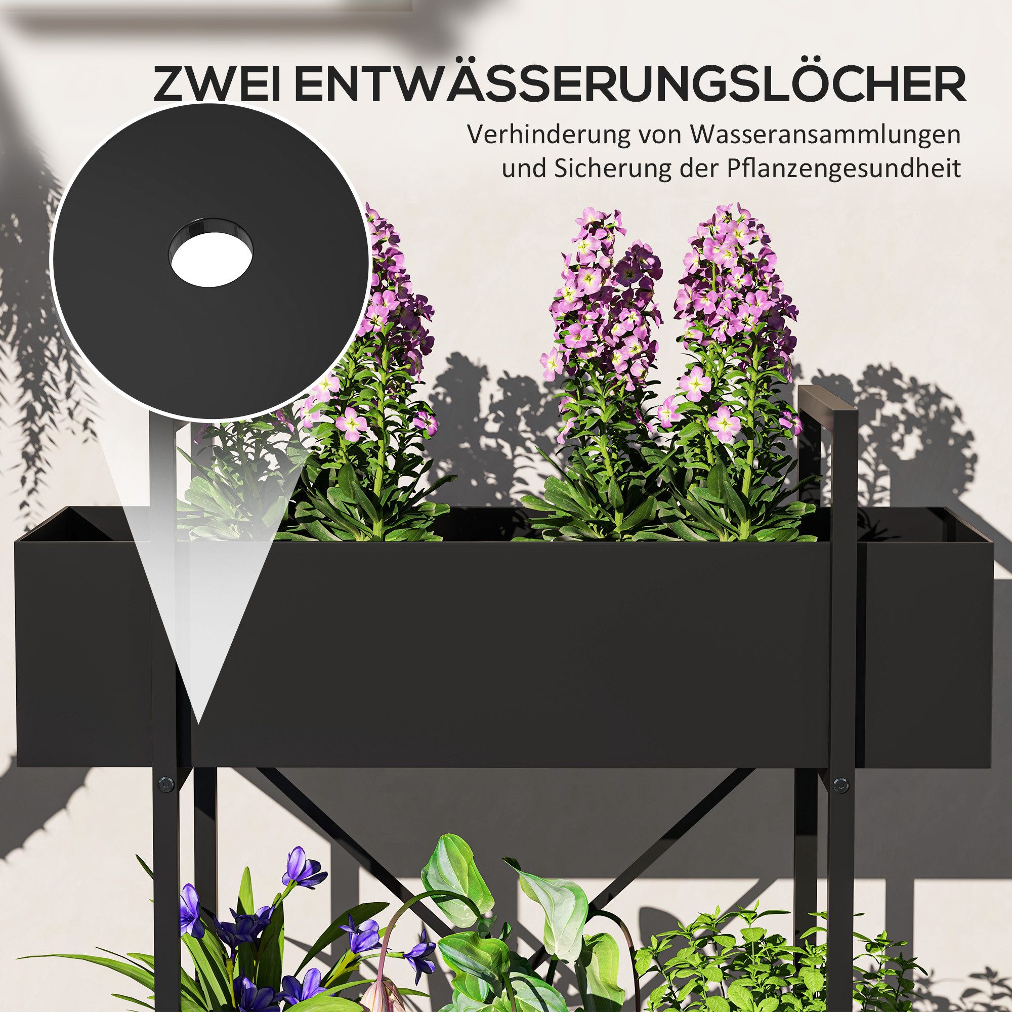 Outsunny Pflanzentreppe Pflanzenregal, mehrstöckig Blumenregal für Innen Außen (2-Etagen Pflanzenständer, 1 St., Blumenständer), für Wohnzimmer, Garten Balkon D – Bild 5 von 5