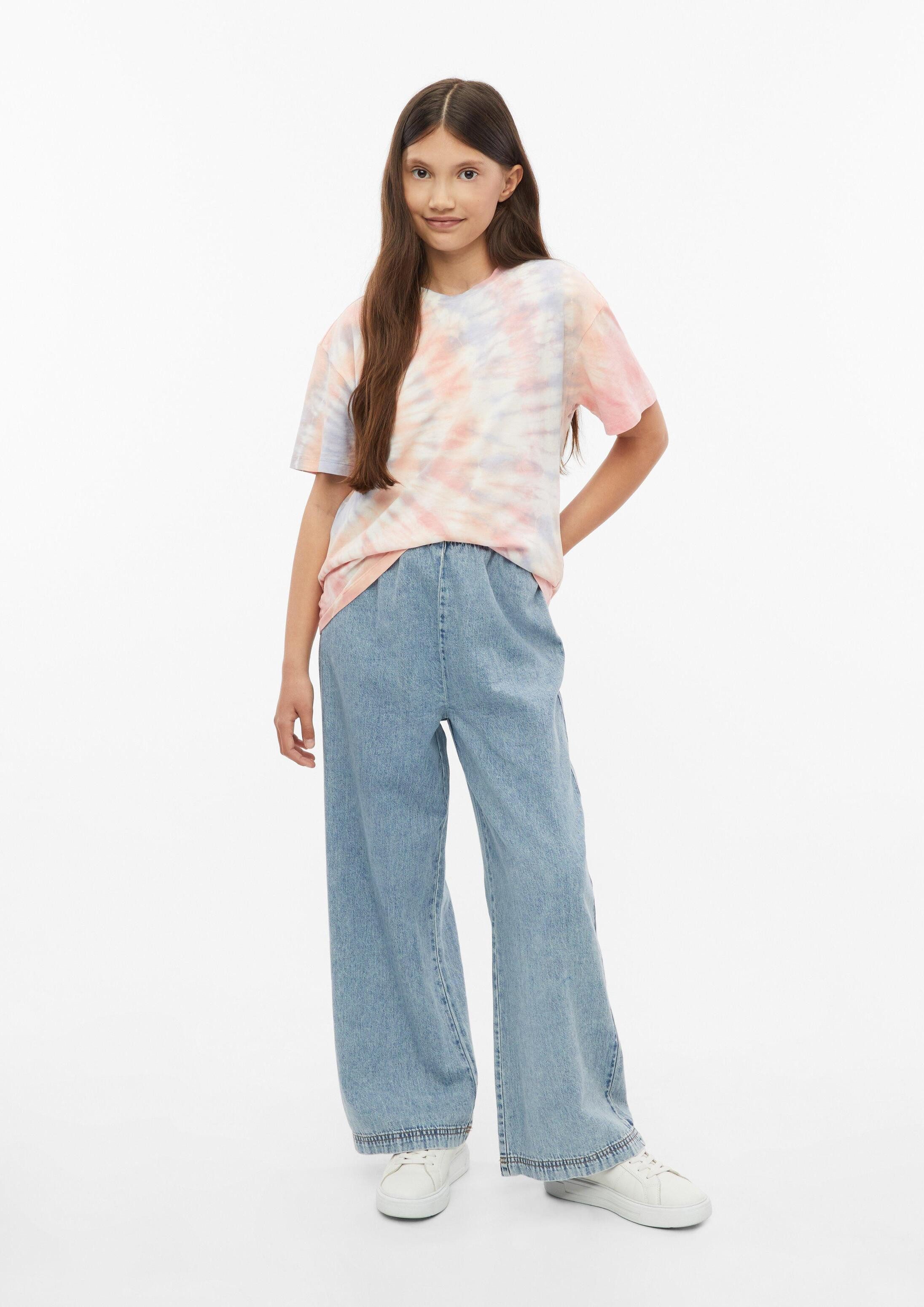 s.Oliver Kurzarmshirt T-Shirt Batik-Shirt im Boxy-Fit mit überschnittenen Schultern