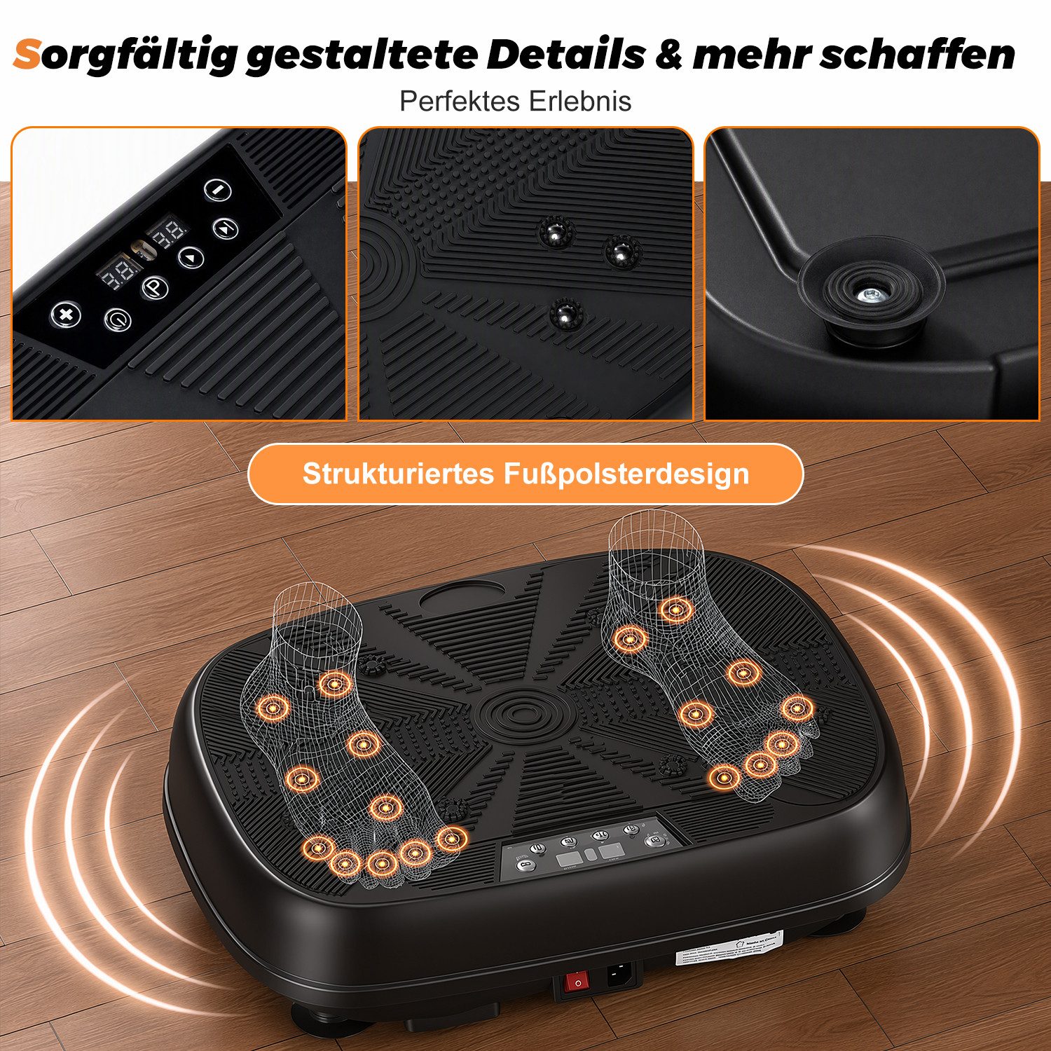 kehot Vibrationsplatte Leise und Kompakte Vibrationsplatte für Körperformung,Entspannung, 200 W, 99 Intensitätsstufen, Fitnessgeräte für Ganzkörpertraining mit  – Bild 3 von 5