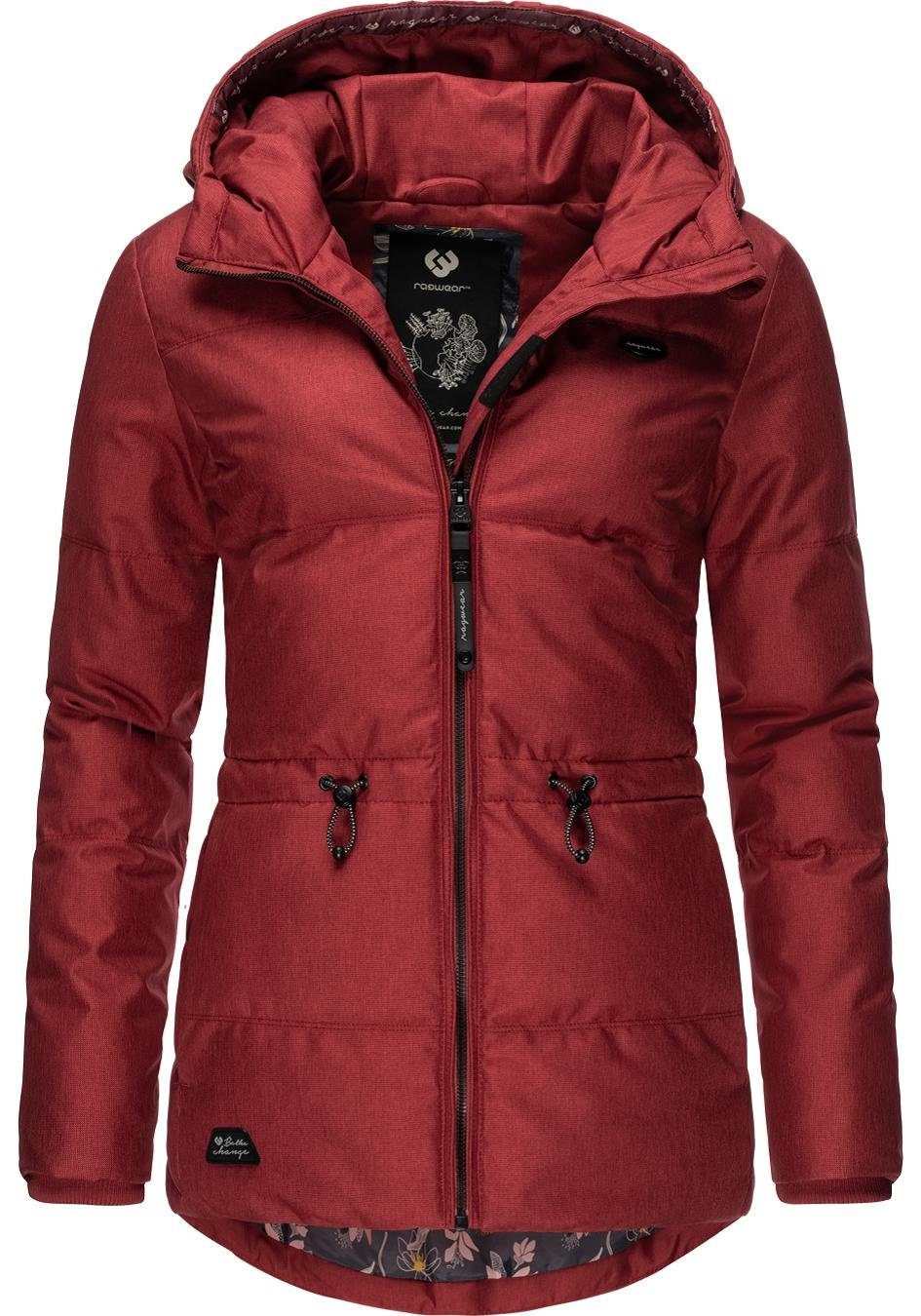 Ragwear Anorak Calena Intl. stylische Winterjacke mit Kapuze und Gummizug,  Stylische Winterjacke mit großer Kapuze & leichter Steppung