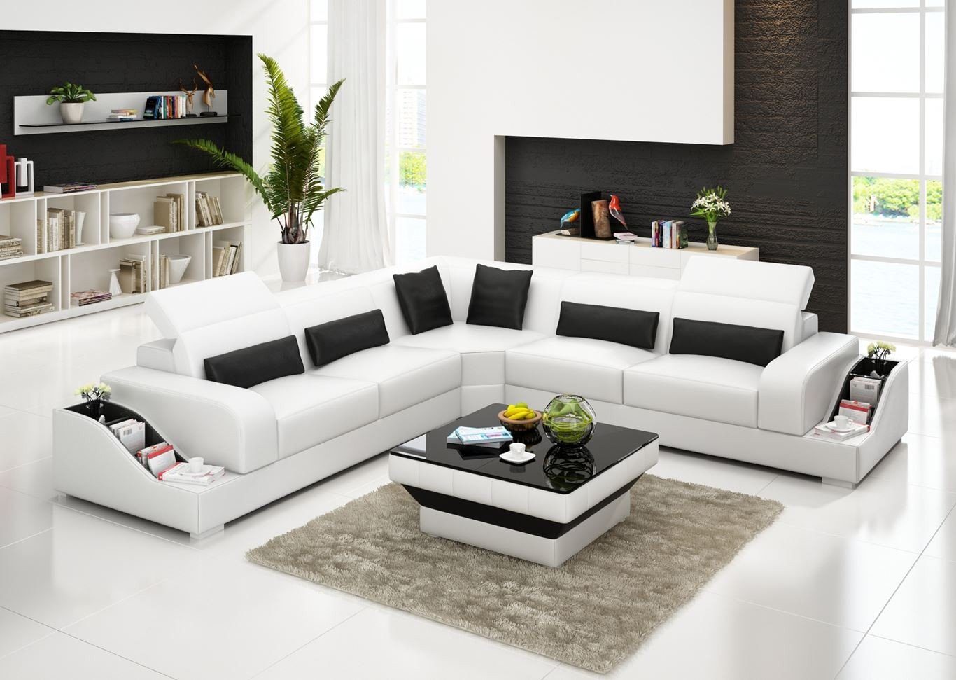 Sofa Couch Weiß Ecksofa Europe Polster Ecksofa Garnitur, JVmoebel Sitz Eck Made in Wohnlandschaft Leder